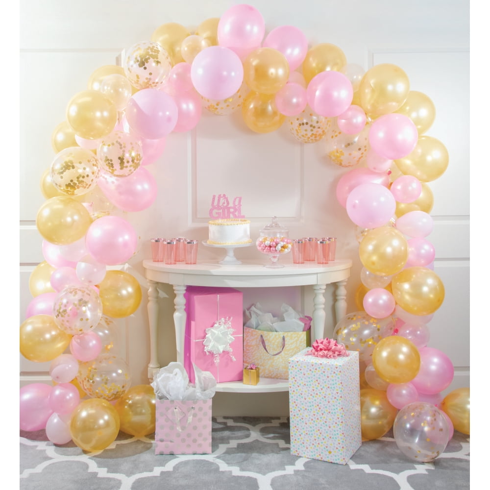 ACCESS Pink and Gold Balloon Arch Kit for Party Decorations (1 Count) 0s19y