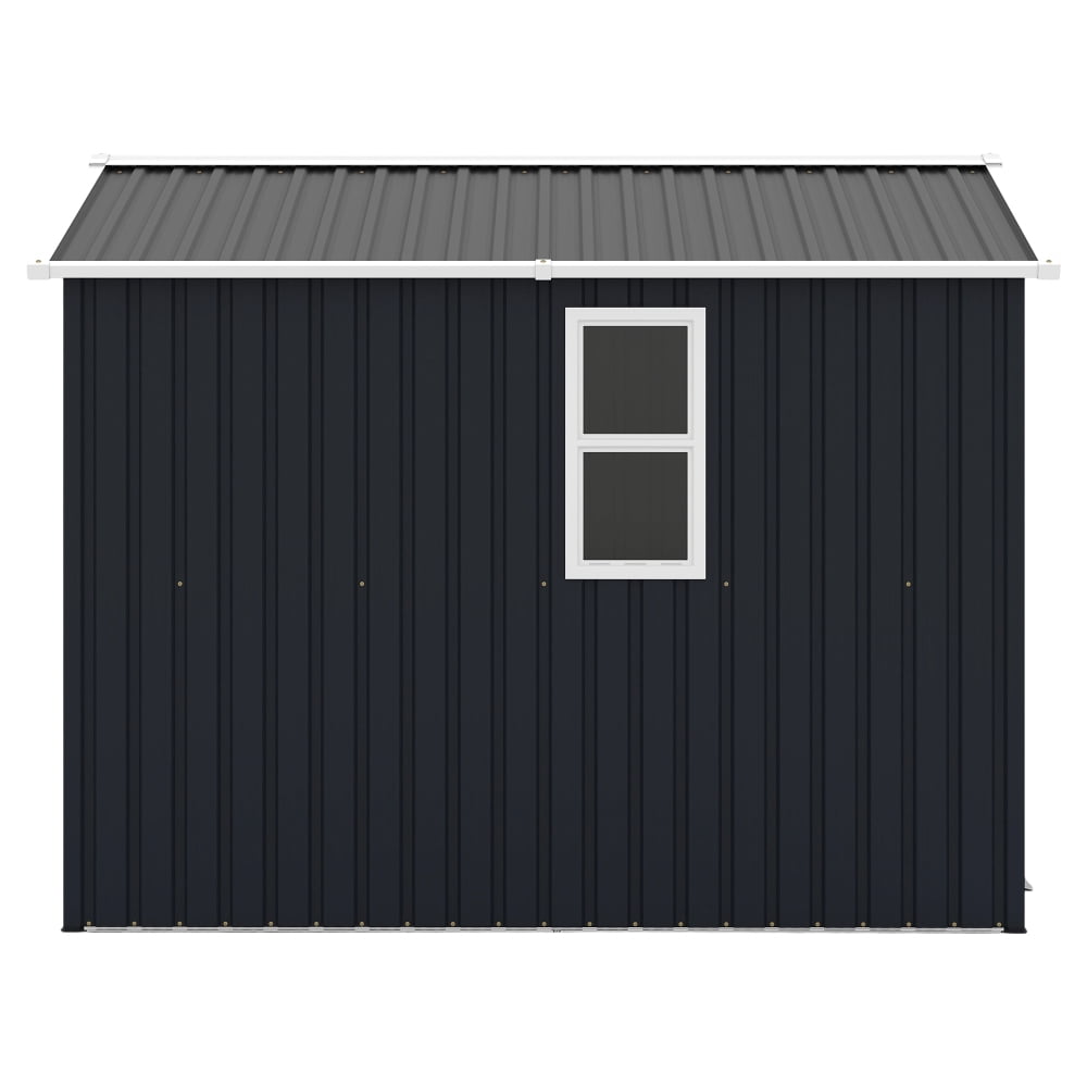 Generic Metal Storage Shed Outdoor Garden Tool House with Lockable Doors and Air Vents (Grey, 8x6 ft) nbo5r