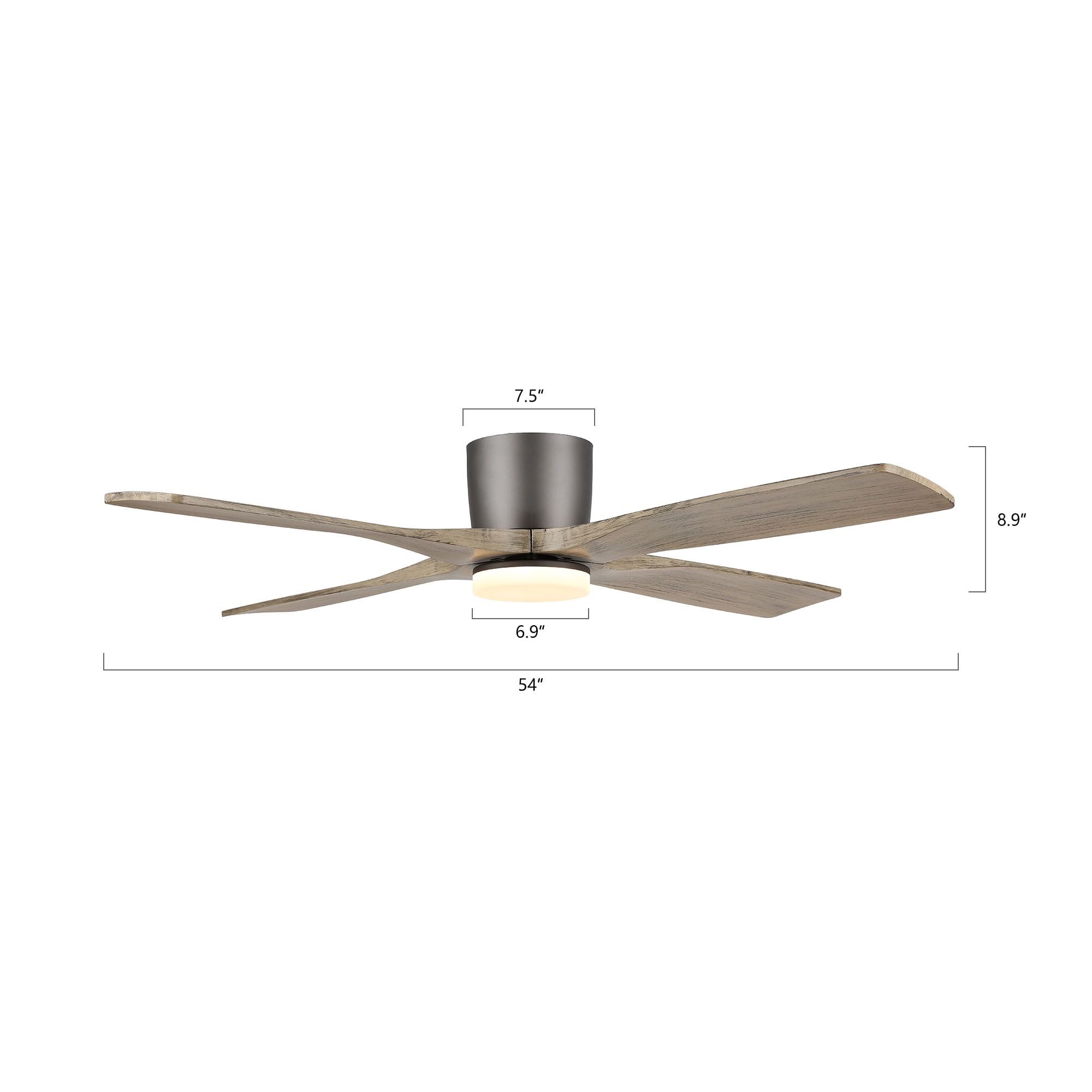 LEDET 54 in. Indoor Ceiling Fan with Light Kit, 4 Solid Wood Blades, Remote Control (54 in) bzy2h