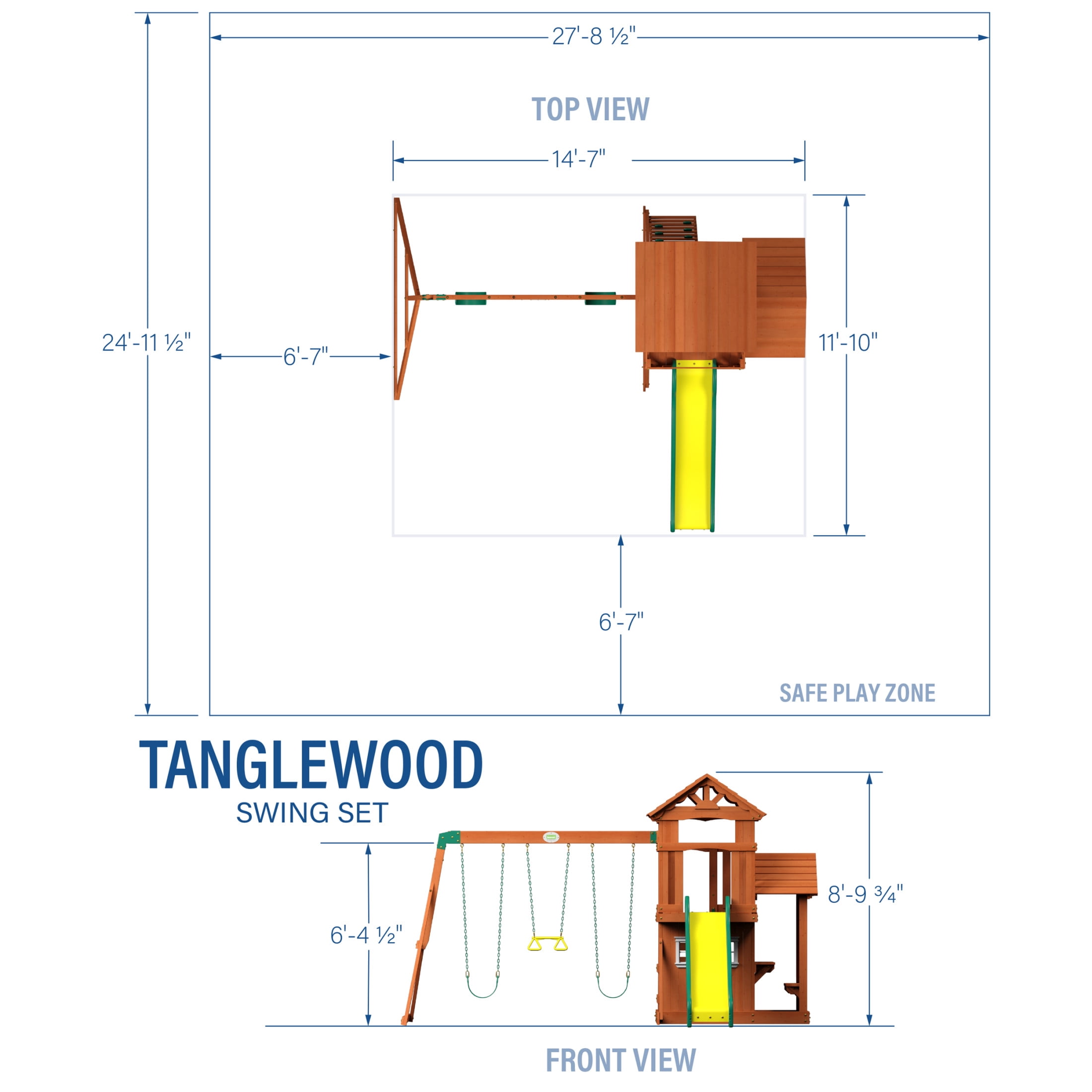 Adventure Playsets Tanglewood Cedar Wood Swing Set with Clubhouse, Slide, and Snack Bar (Large) ph957
