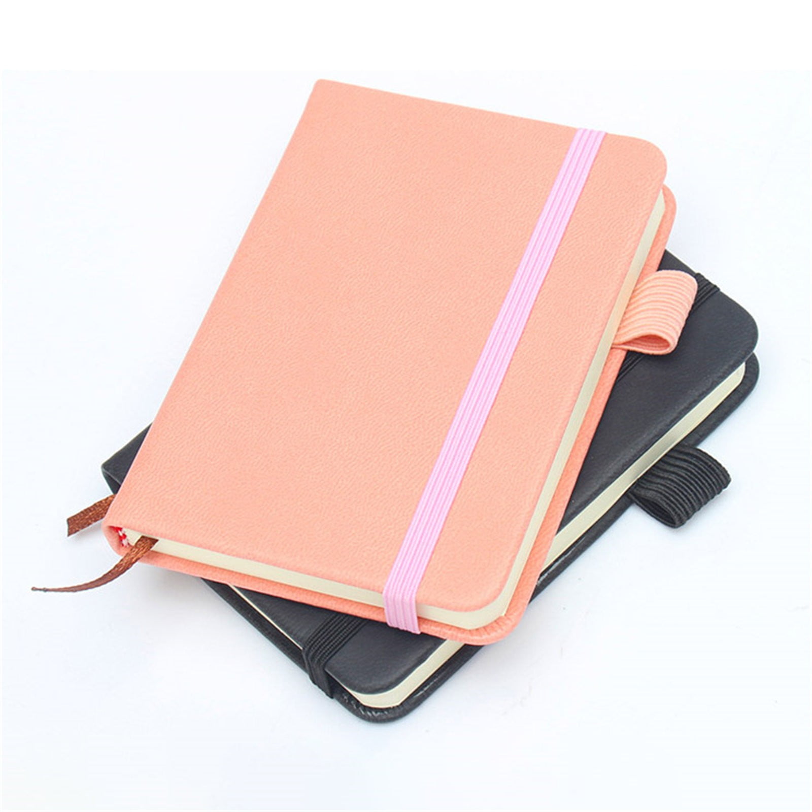 Rofhy Pocket Notebook Journal Set with Pen Holder, Hardcover Lined Memo Notepad for School and Office (Pink, 4.33 x 3.15 x 0.79 in) ky2c5
