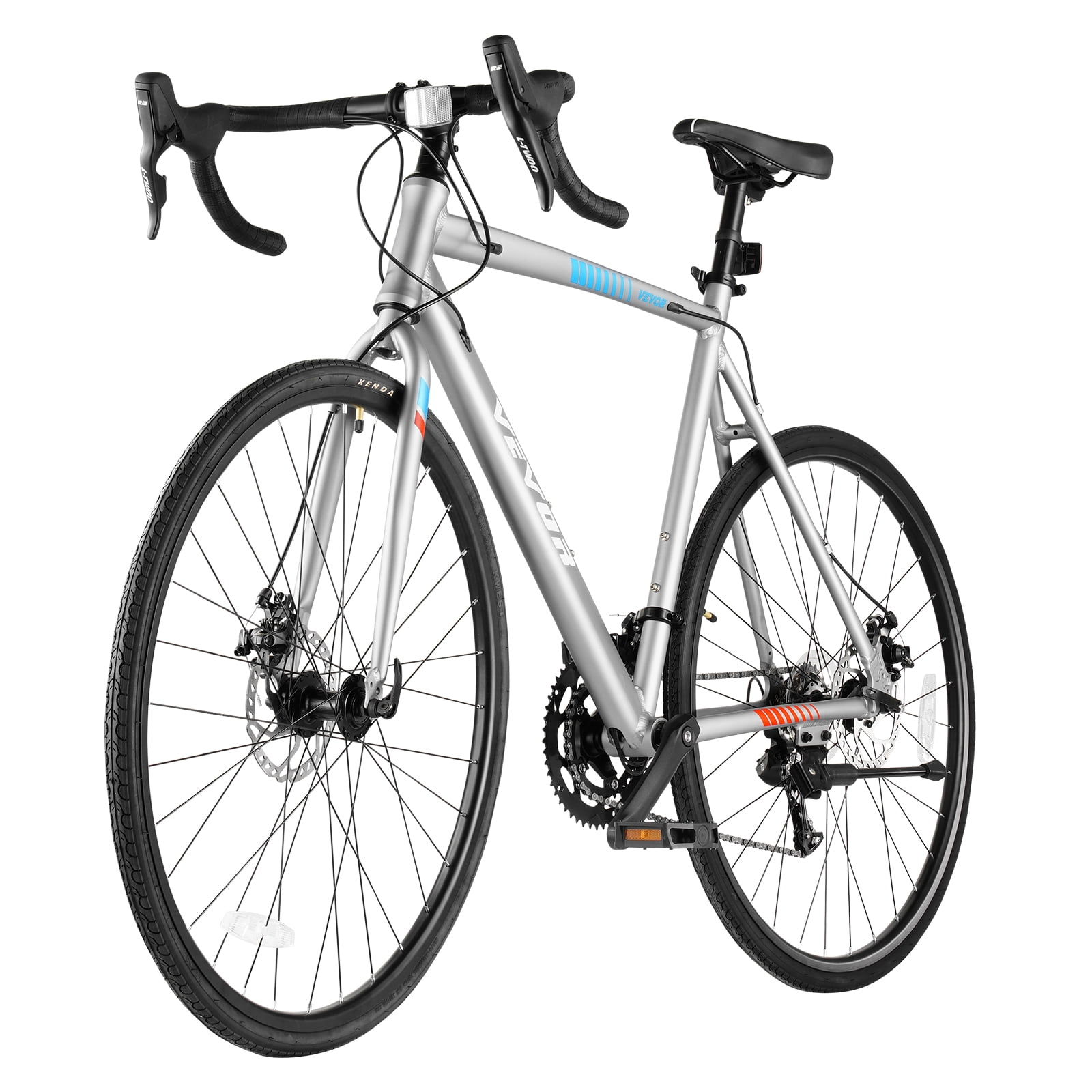VEVOR Road Bike, 14-Speed Racing Bicycle with Aluminum Alloy Frame, Disc Brake, Urban Commuter Sport Bike (Grey, 67 in) rstn5