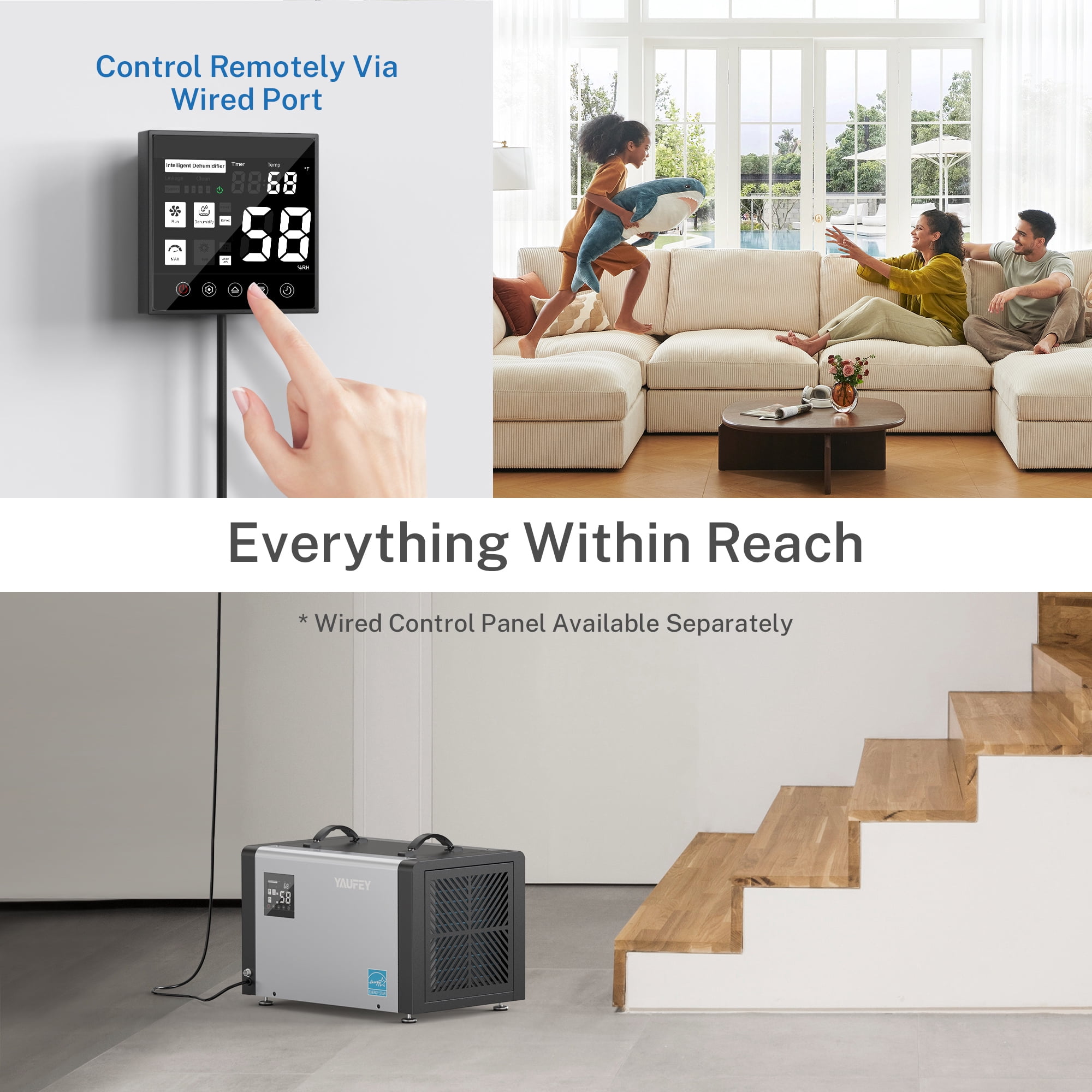 Waykar 70 Pint Commercial Dehumidifier for Basements and Large Spaces (White, 16.54 x 12.99 x 11.81 in) 1zq2u