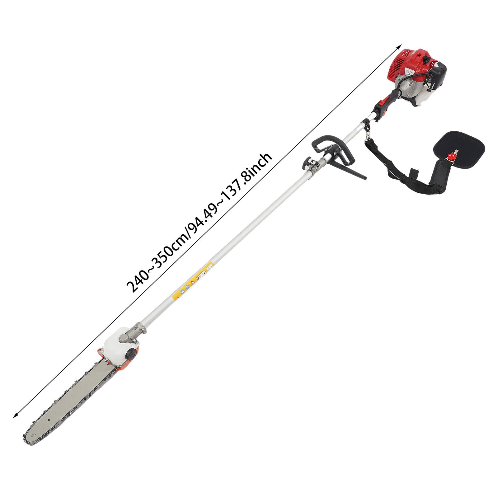 ToppiJoy Gas Pole Chainsaw 43CC 2-Cycle Tree Trimmer with 11 in Cutting Bar (Red, 16 ft Reach) vkd1x