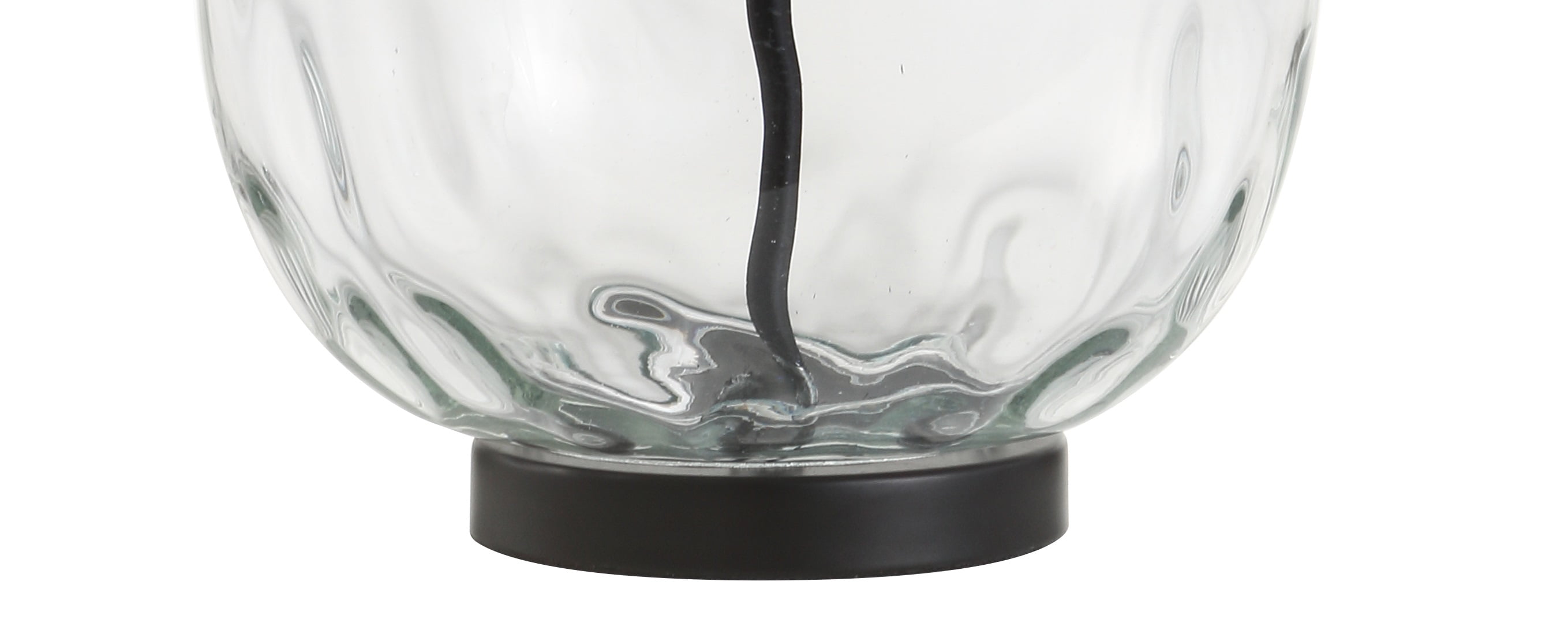 JONATHAN Y Rae Glass and Metal LED Table Lamp (Clear and Black, 26.5 in) p70r3