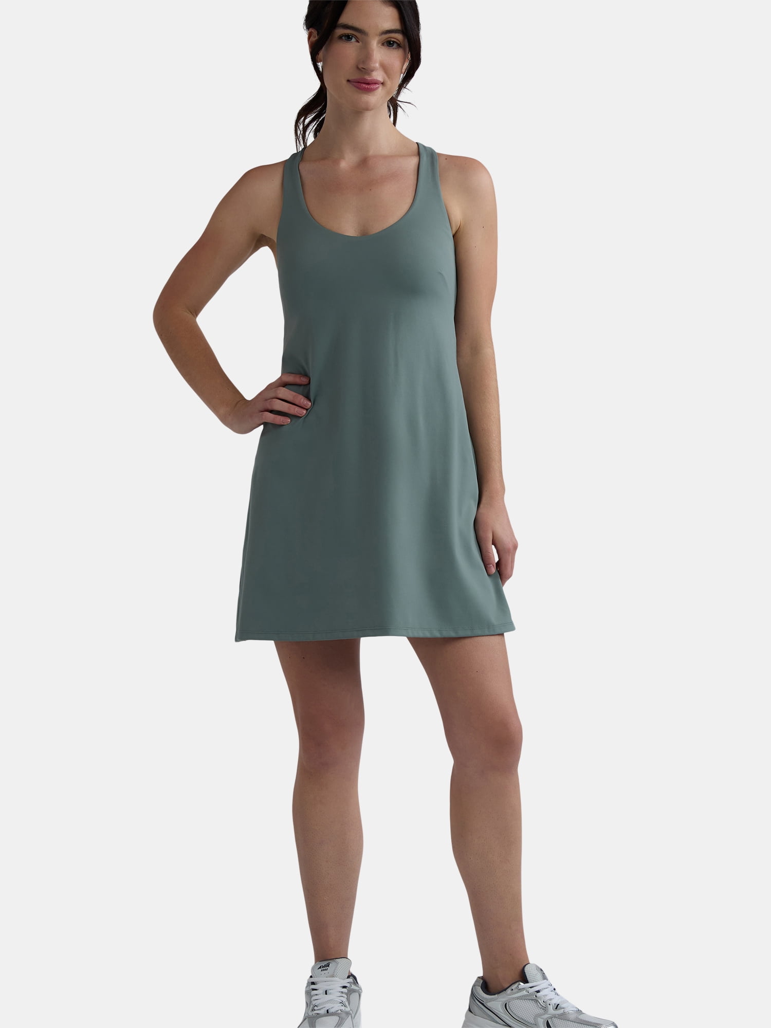 Avia Women's Active Dress with Built-in Bra and Bike Shorts (Blue, XS) m4v90