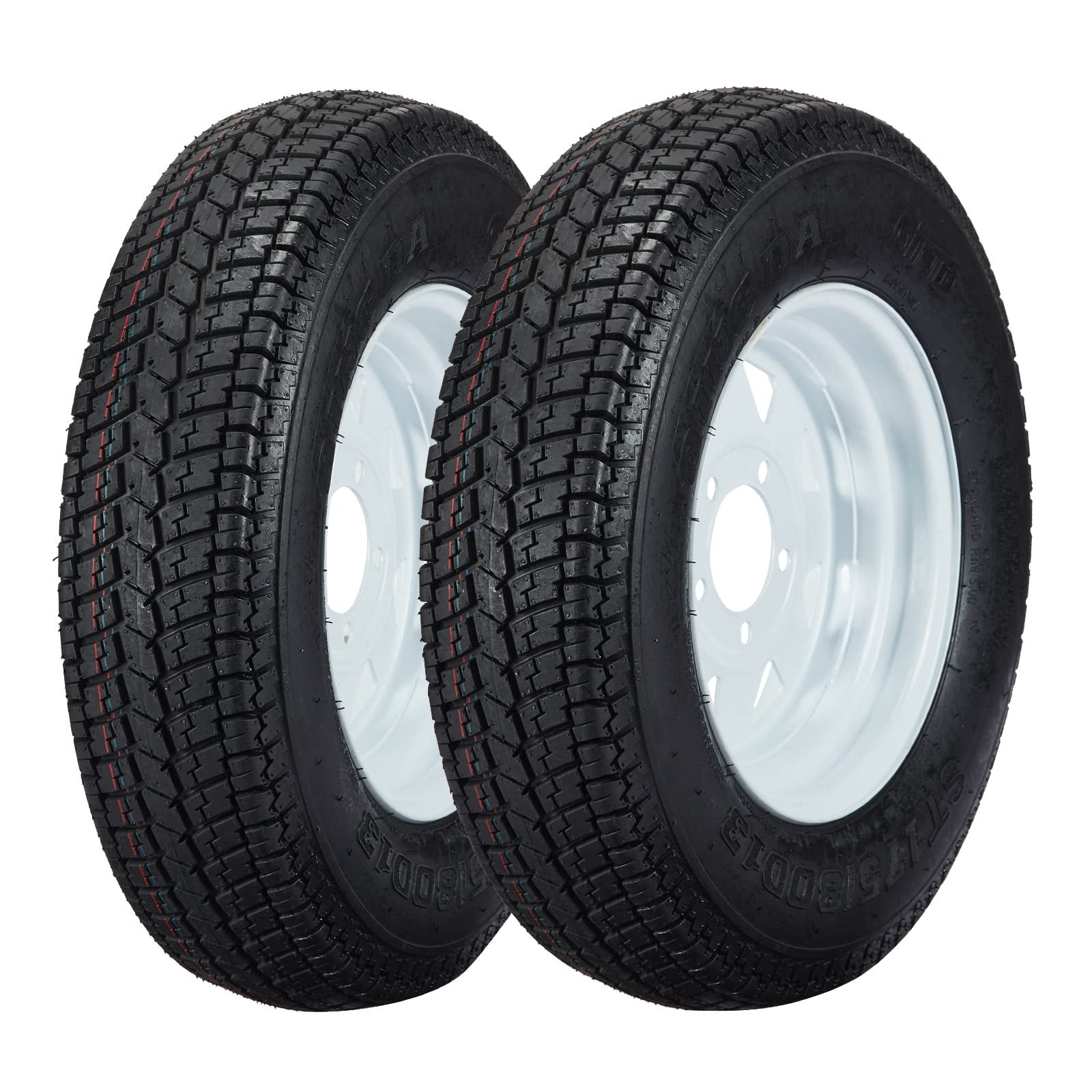 Maritcute ST175/80D13 Trailer Tires and Rims Set (White, 13 in, 2 Pack) ot4xd