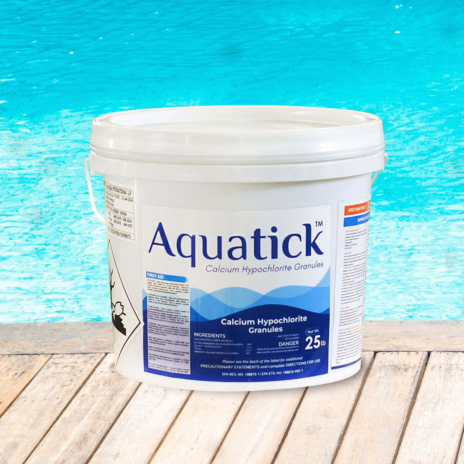 Aquatick Pool Shock 68% Calcium Hypochlorite Chlorine Granules (Clear, 25 lb) m8pp4