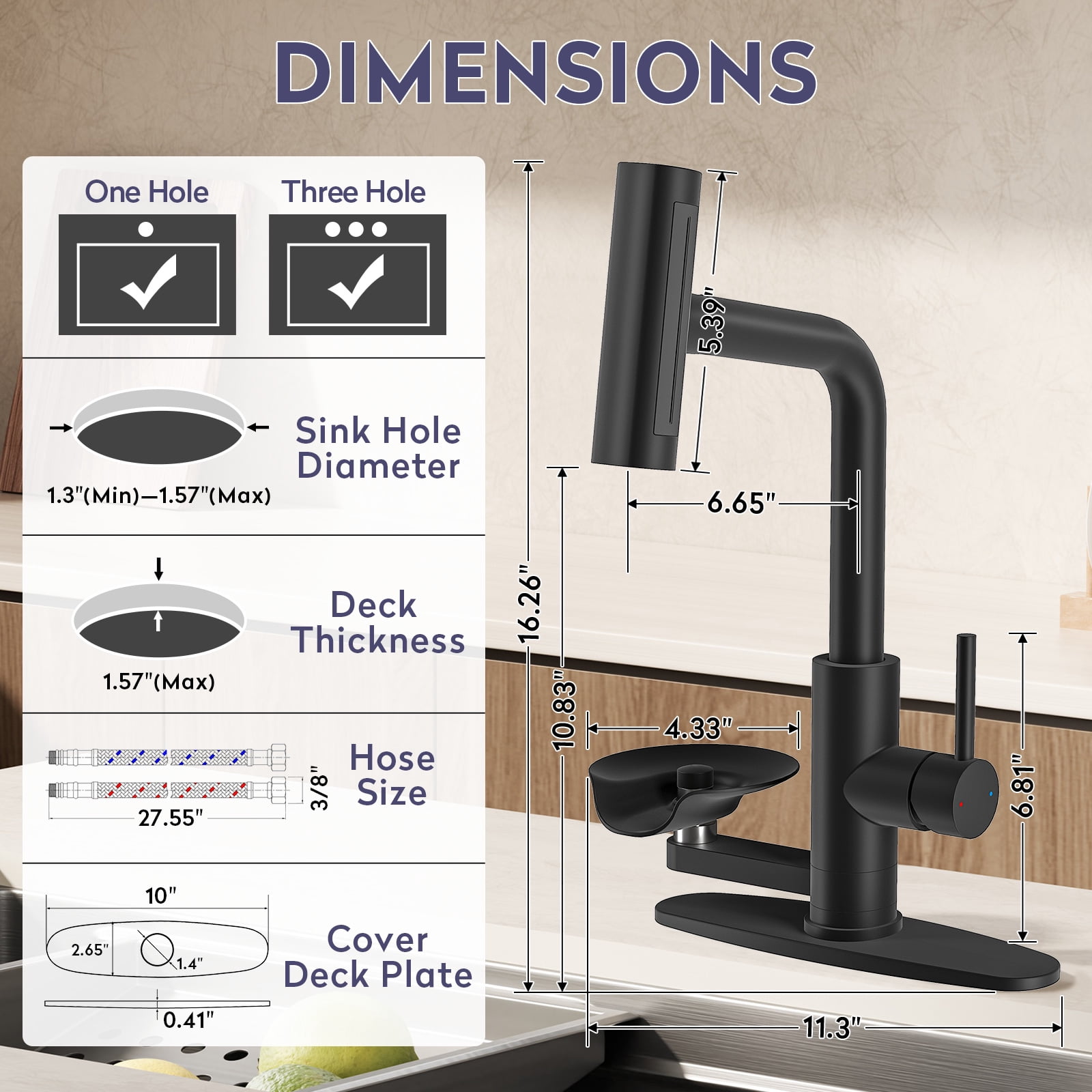 KAIYING Pull Down Kitchen Faucet with Sprayer and Integrated Glass Rinser (Matte Black, 14.96 in Hose) ja0w0