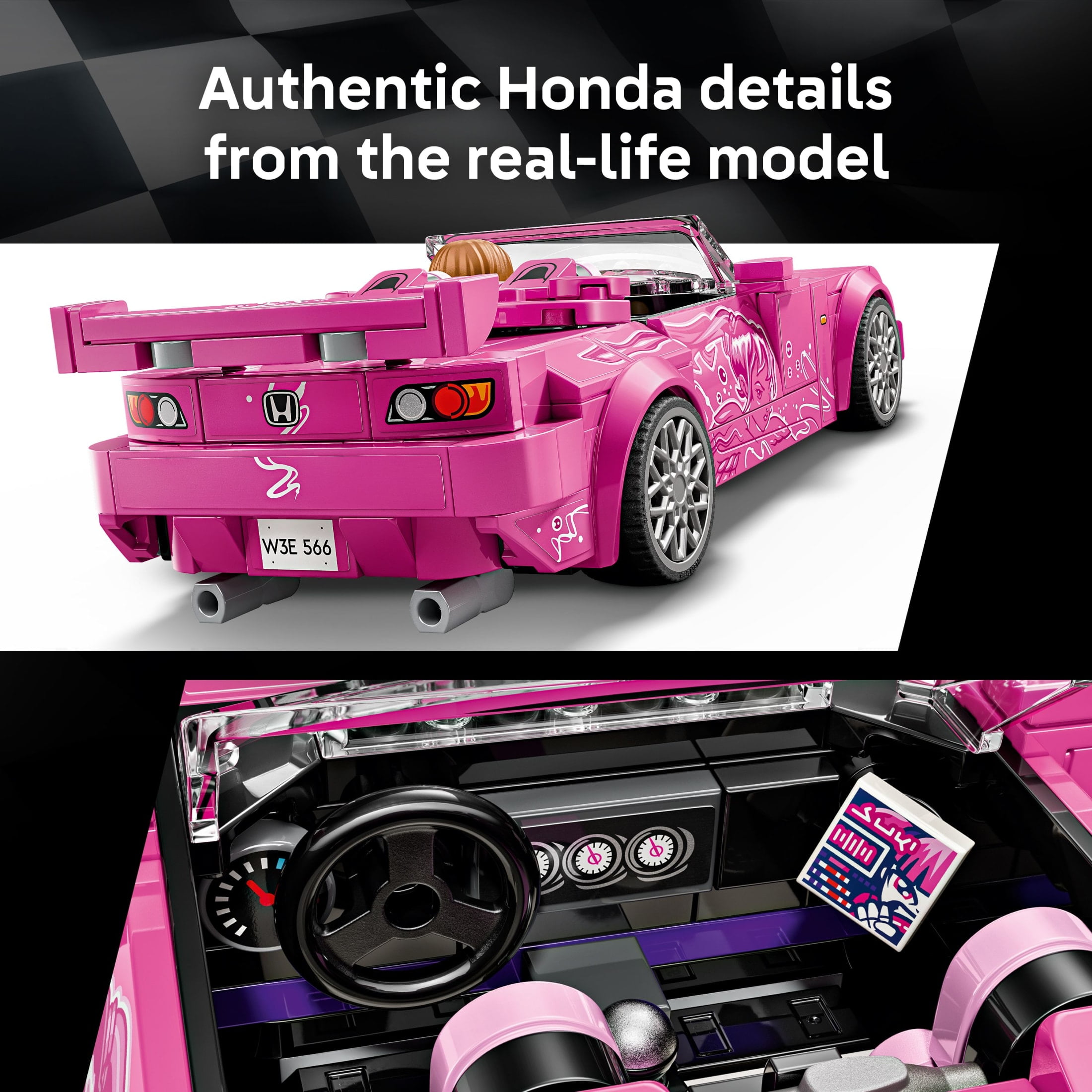 LEGO Speed Champions 2 Fast 2 Furious Honda S2000 Building Set with Suki Minifigure (Hot Pink, 300 Pieces) kdcxb
