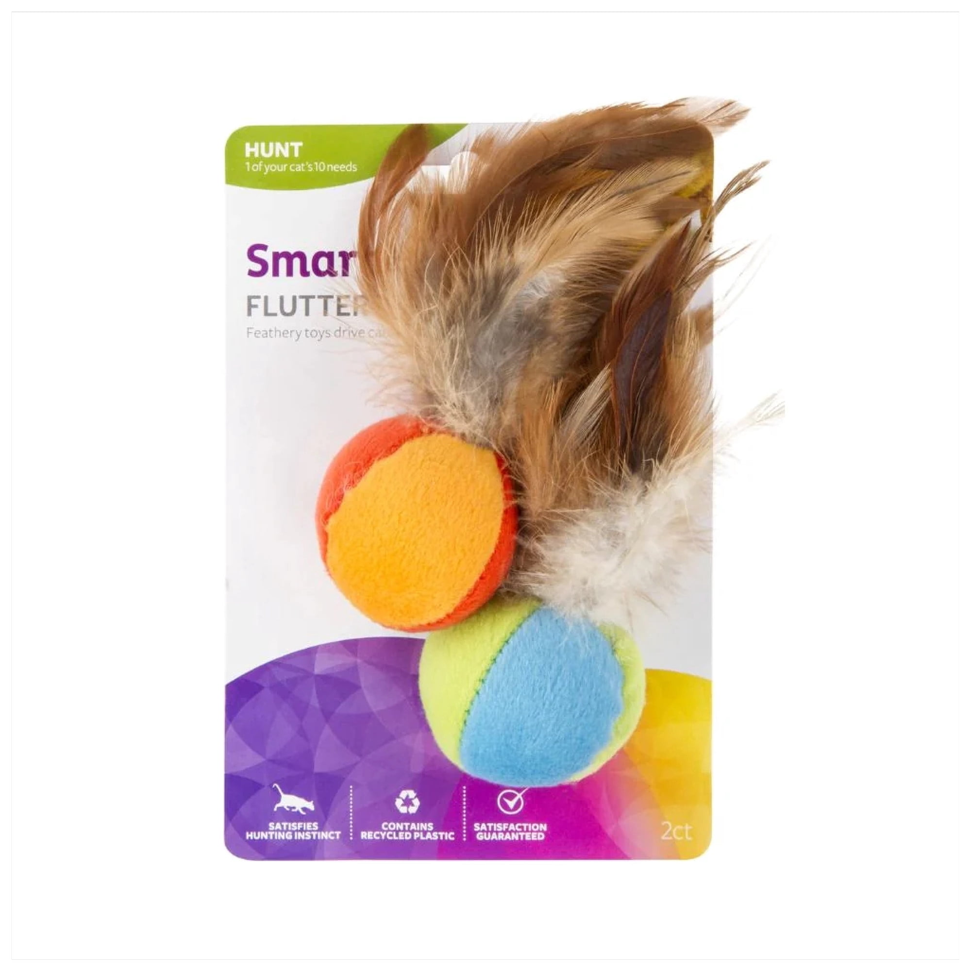 SmartyKat Flutter Balls Plush Catnip Cat Toys (Blue, 2 Pack) v8j6s