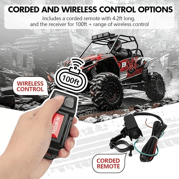 X-BULL 12V Electric Winch with Synthetic Rope and Wireless Remote (5000 lb) ji00b
