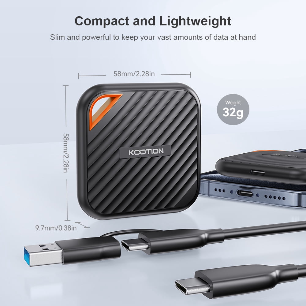 KEXIN 1TB External Portable SSD USB-C 3.2 Gen 2 High-Speed Solid State Drive for PC Mac and Gaming (1 TB) q1l0q