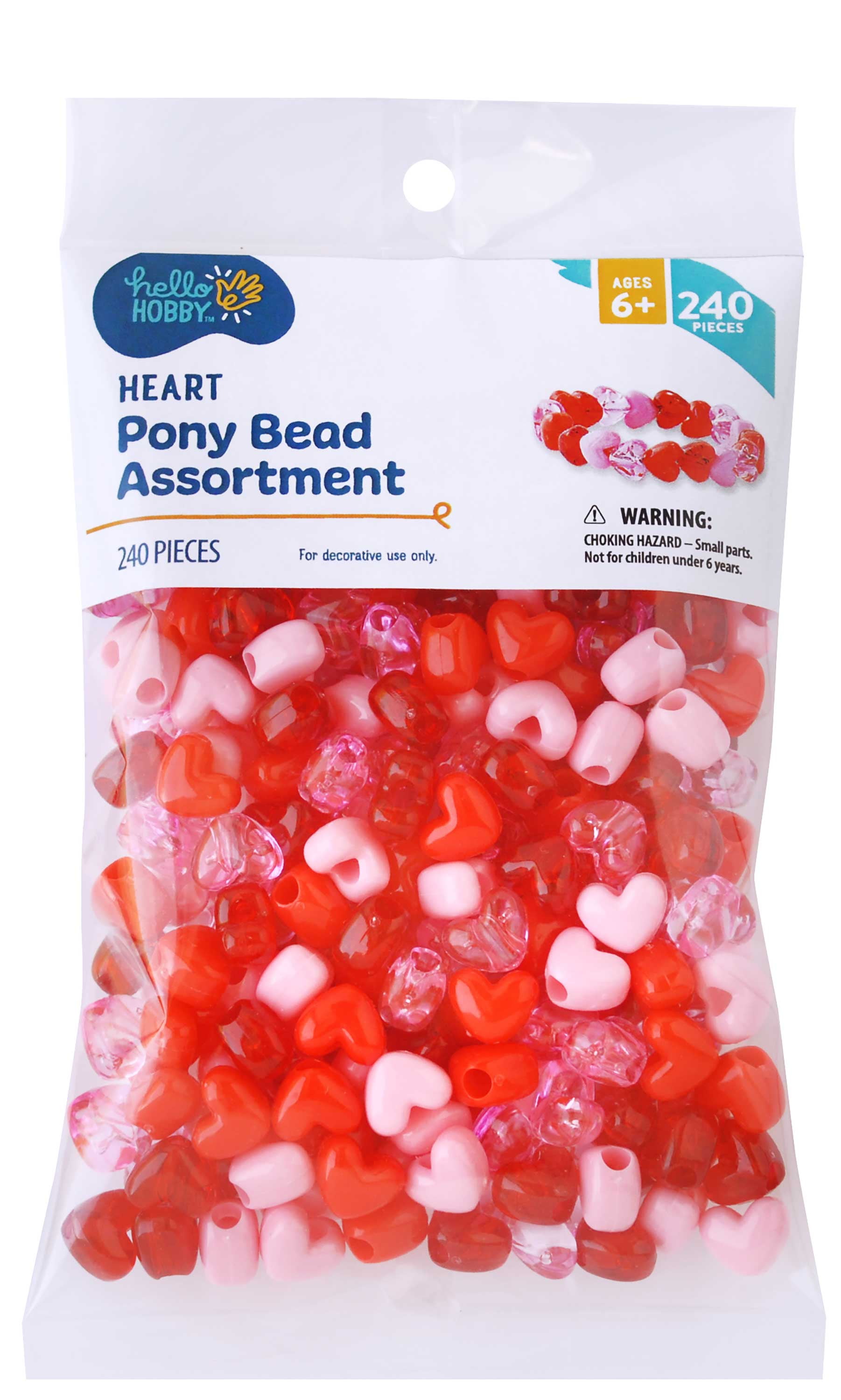 Hello Hobby Heart Shaped Bead Mix for Jewelry Making and DIY Crafts (Pink and Red, 240 Pieces) l6o4y