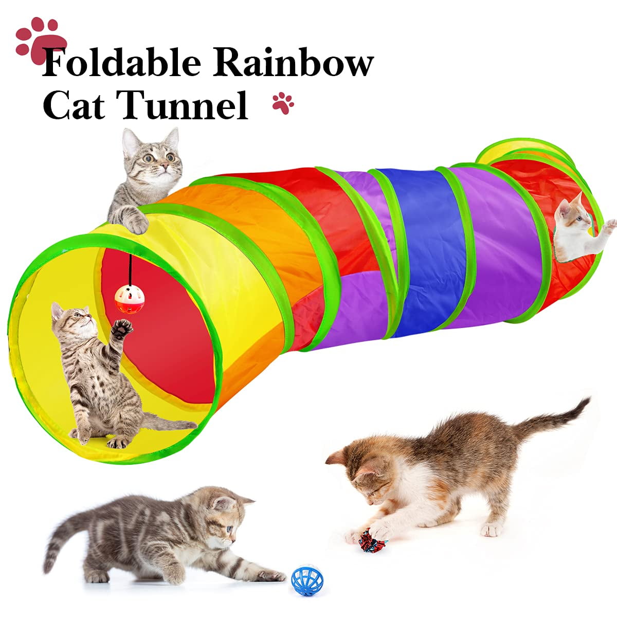 Taimasi 32-Piece Interactive Cat Toy Set with Rainbow Tunnel and Feather Teasers (32 Pieces) wftw1