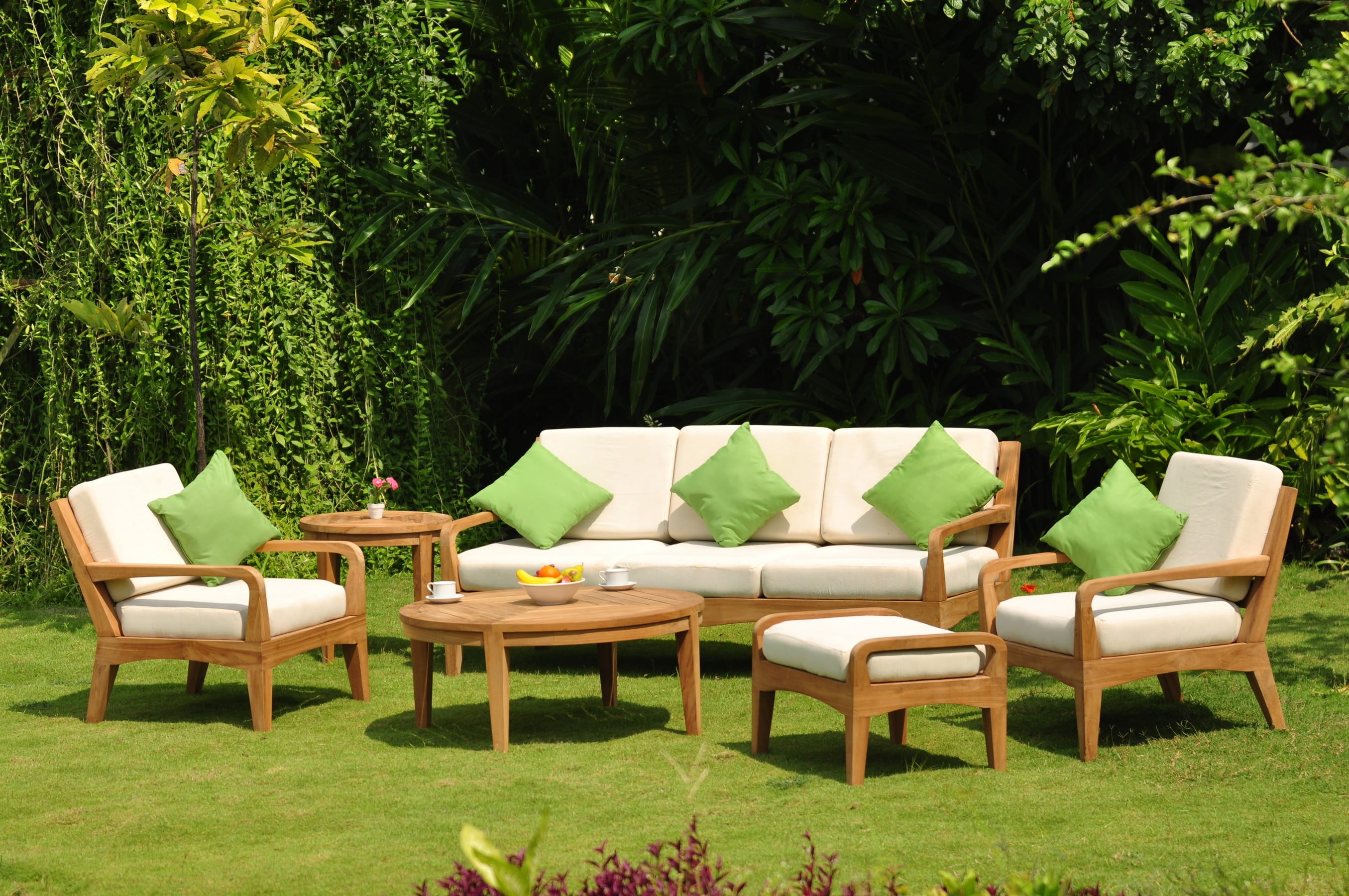 Wholesale Teak Outdoor Patio Grade-A Teak Wood Noida 6-Piece Sofa Set (Brown, 6-Piece Set) gxm8q