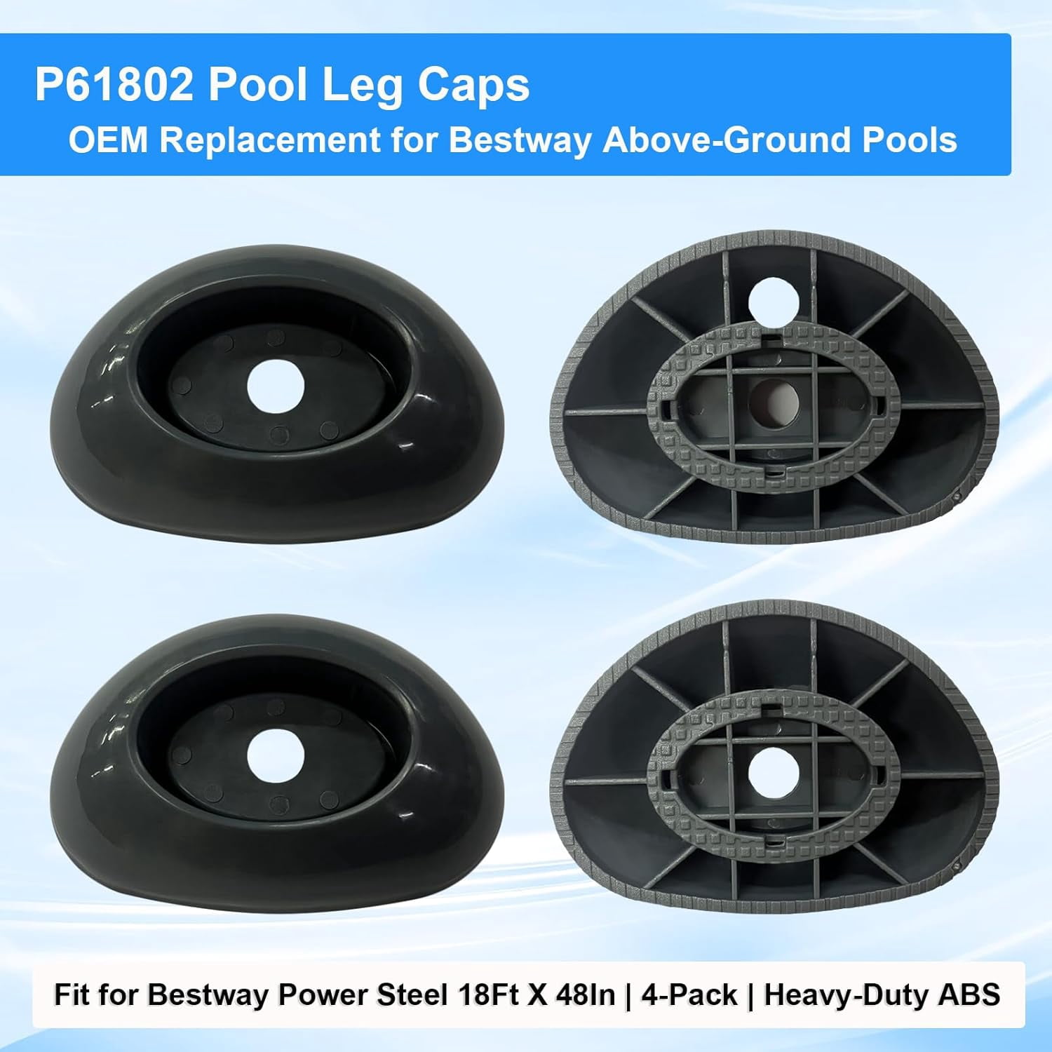DADAMAII Pool Leg Cap Replacement for Bestway Steel Pro MAX & Power Steel Frame Pools (Black, 2 Pack) 88jrr