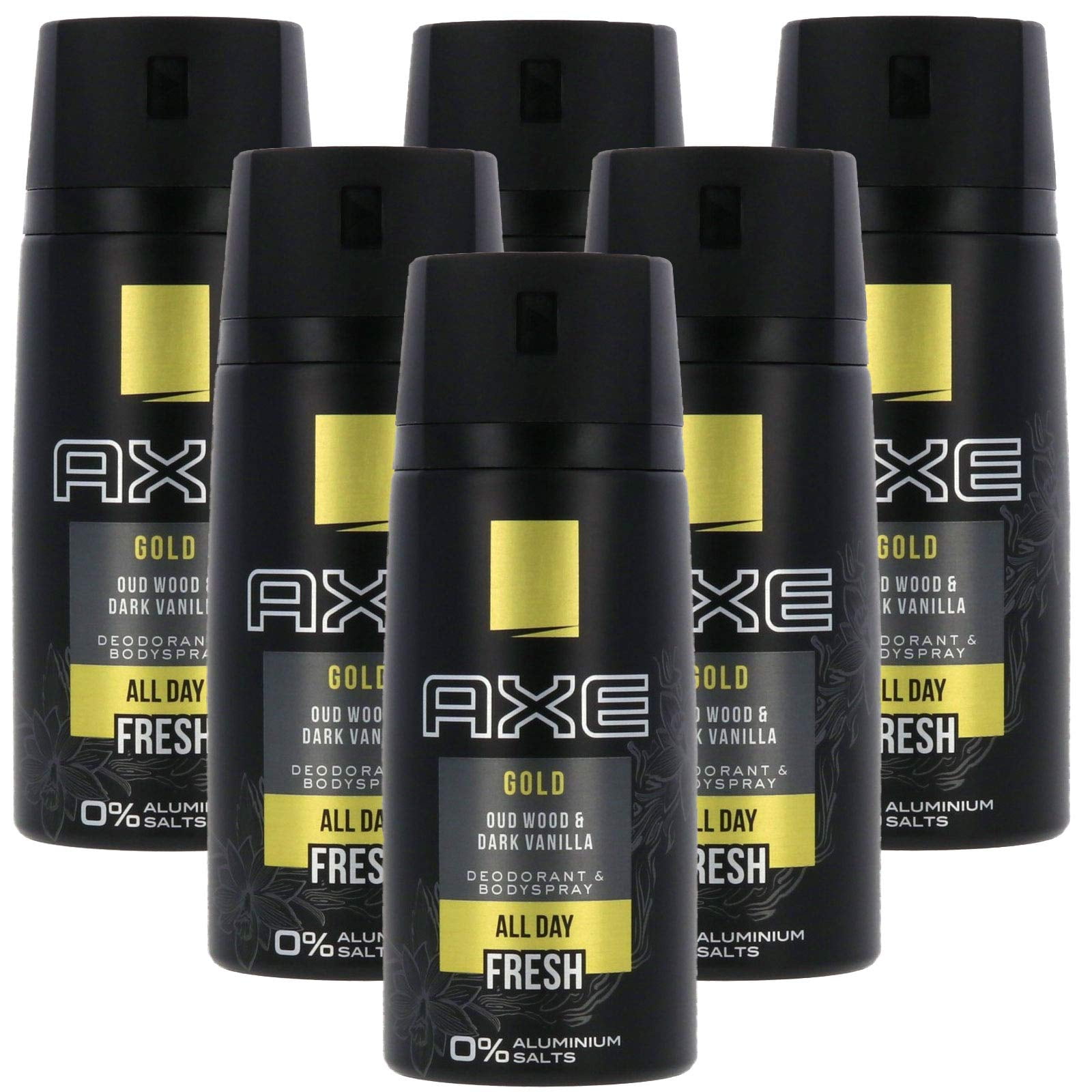 Axe Gold Oud and Vanilla Deodorant Spray, Long-Lasting Freshness (Gold, 6 Pack, 24 oz) lajp2