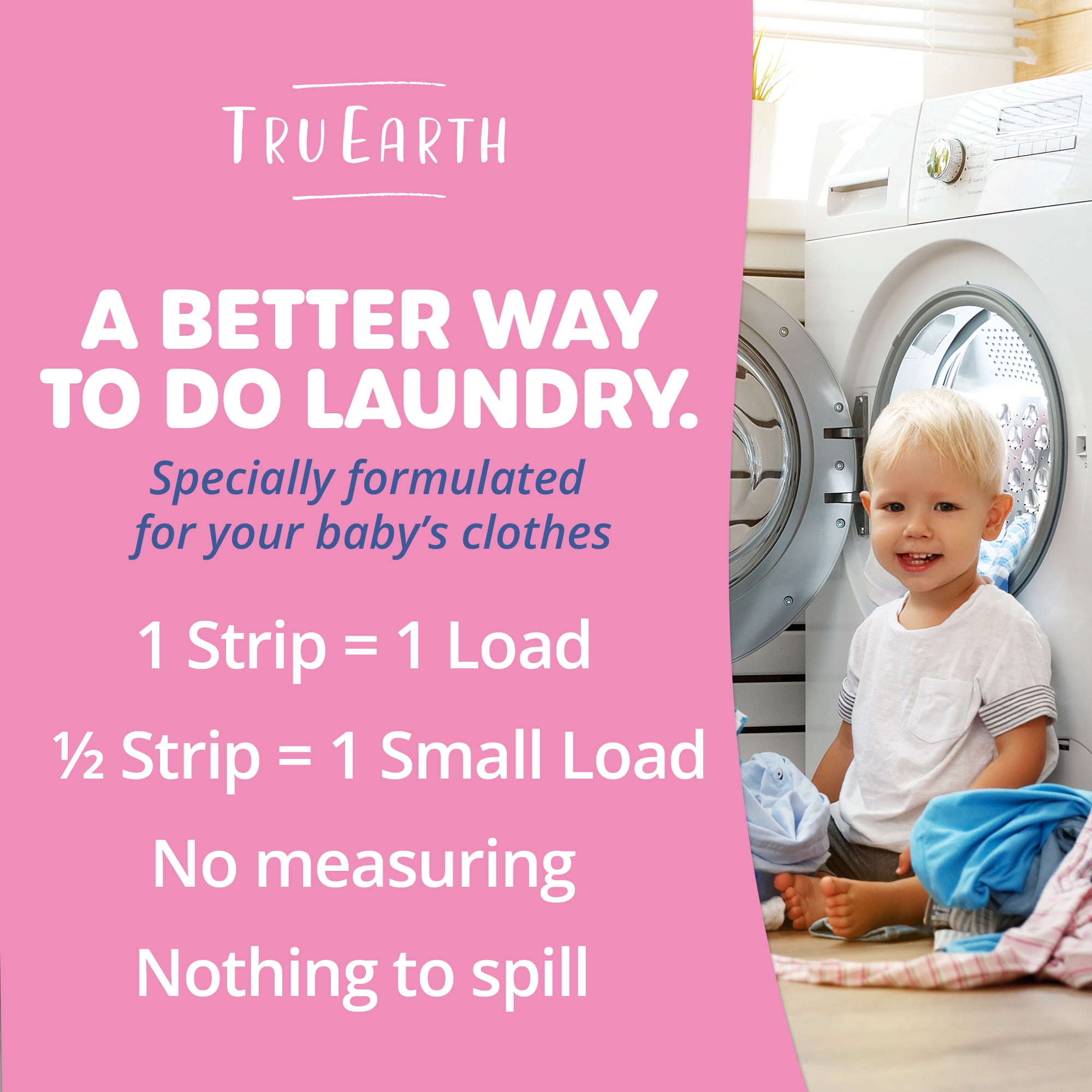 Tru Earth Laundry Detergent Sheets for Baby (Hypoallergenic, Fragrance-Free, 64 Sheets) q0jv8