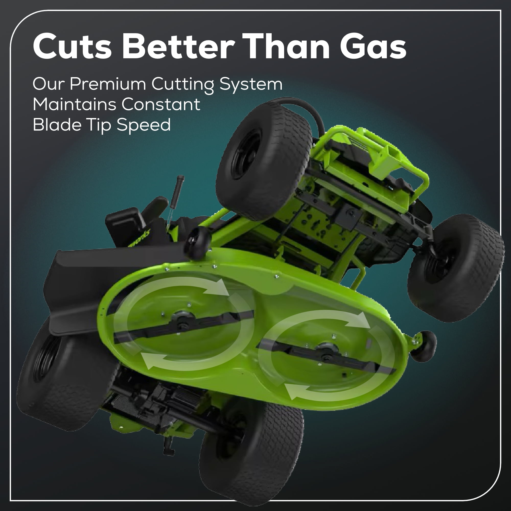 Greenworks 60V 42-in Cordless Electric Riding Lawn Mower with (6) 8.0Ah Batteries and (3) Dual Port Turbo Chargers sksom