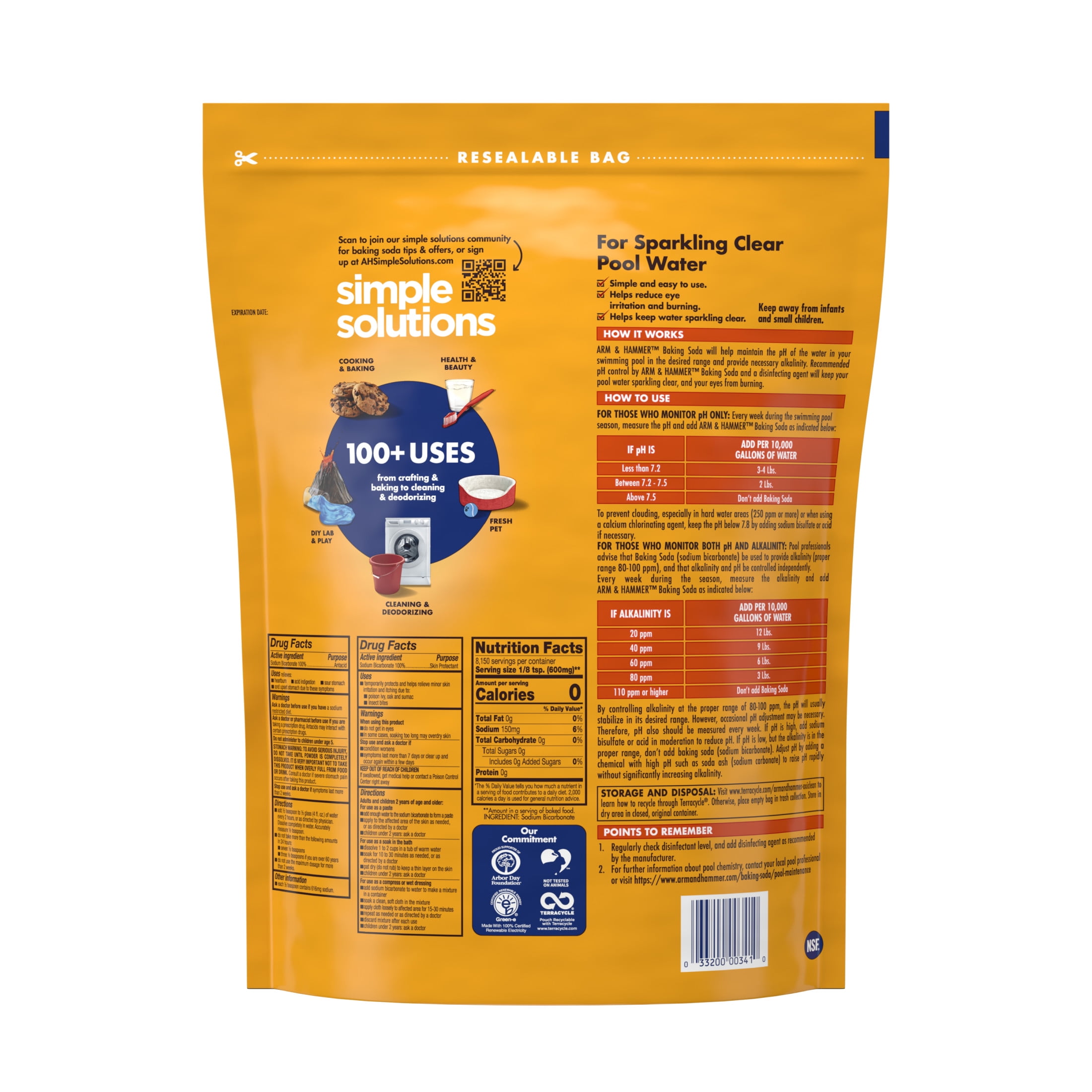ARM & HAMMER Baking Soda, Multi-Purpose Pure Sodium Bicarbonate Powder (White, 10.8 lb) 6m71y