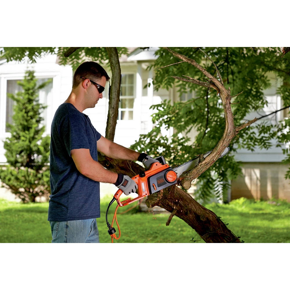 BLACK+DECKER 16 in 12 Amp Corded Electric Chainsaw with Tool-Free Tensioning (Black, 10 lb) udko7