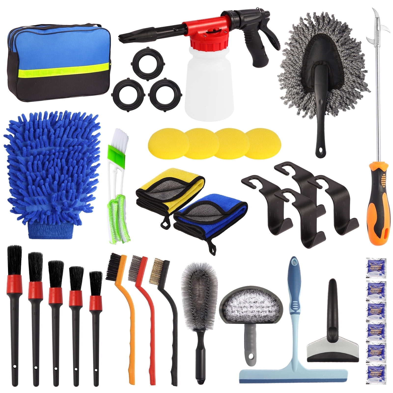 Lafati 37-Piece Car Wash Detailing Kit with Foam Gun Sprayer and Microfiber Cleaning Tools (37-Piece Set) 4vjnu