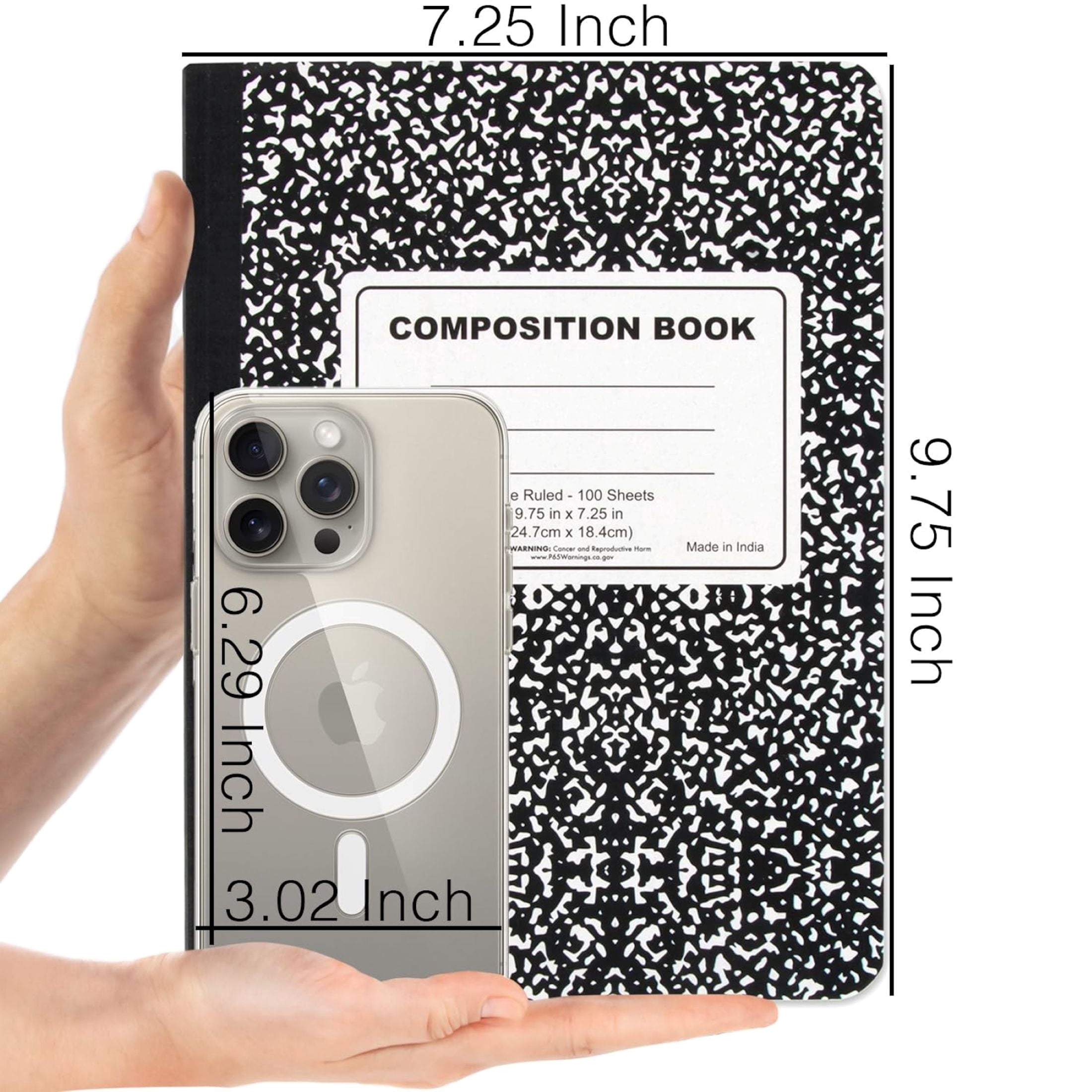 Trailmaker Wide Ruled Composition Notebooks, Durable Hardcover Journal for School and Office (Black, 50 Pack, 9.75 in x 7.5 in) 5hbjc