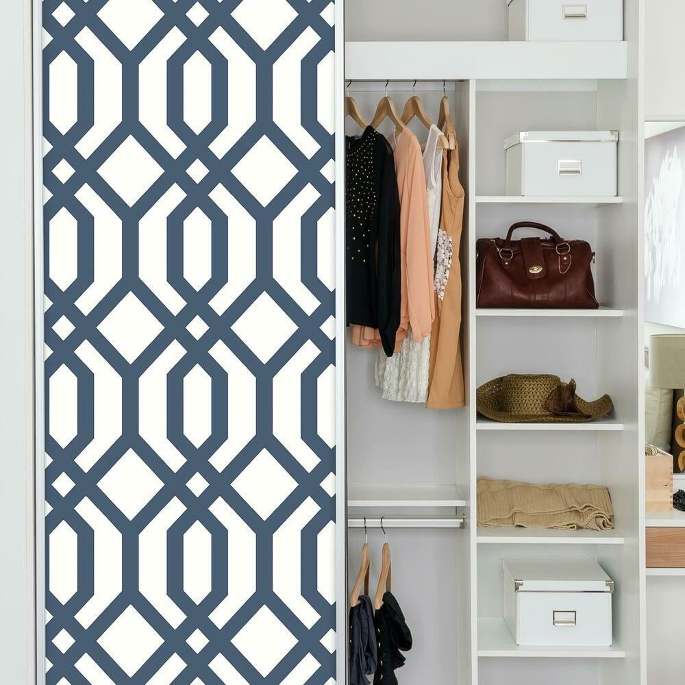 RoomMates Gazebo Lattice Peel and Stick Wallpaper (Blue, 20.5 in x 16.5 ft) 9reau