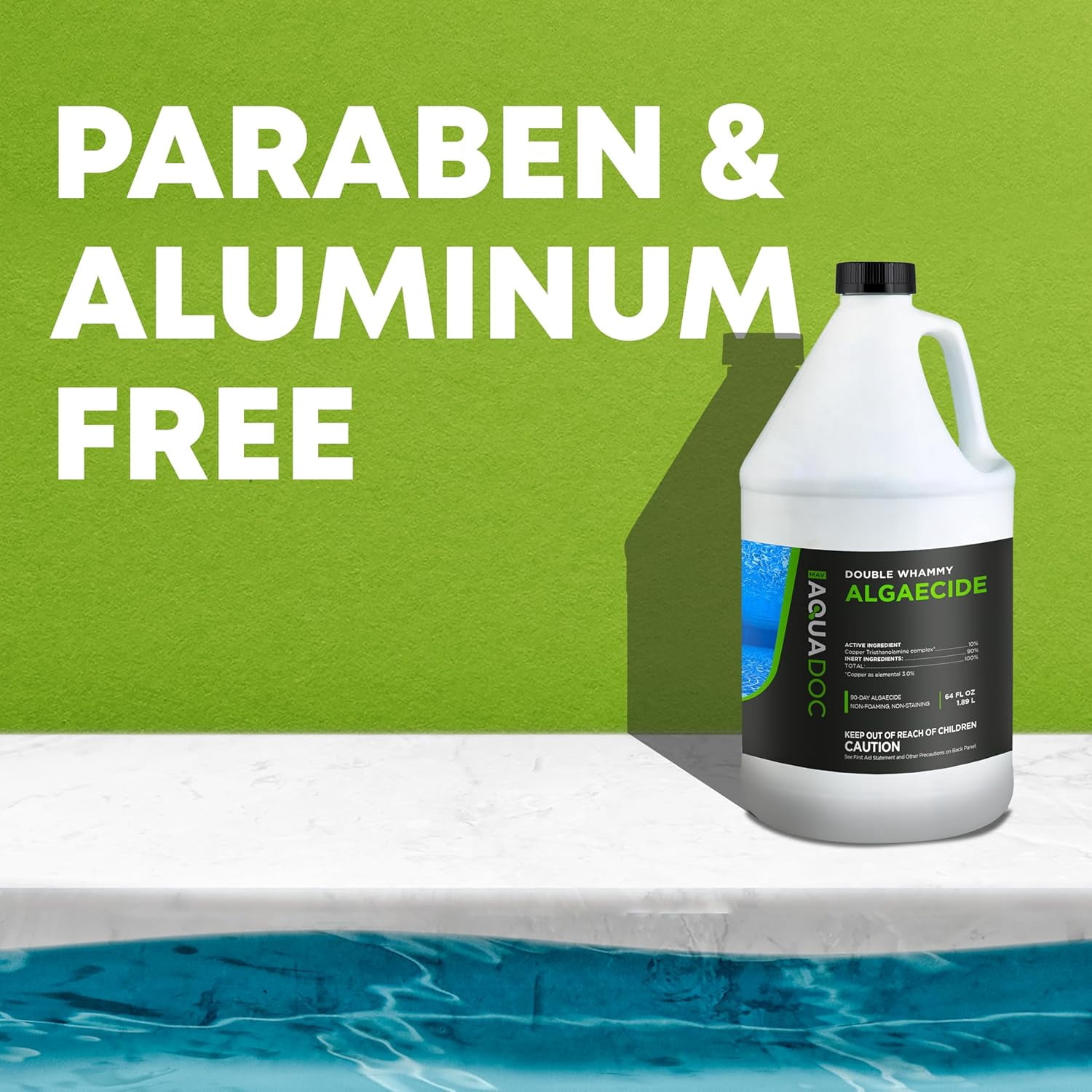 AquaDoc Copper Pool Algaecide Treatment for Inground and Above Ground Pools (Green, 64 oz) tr6k0