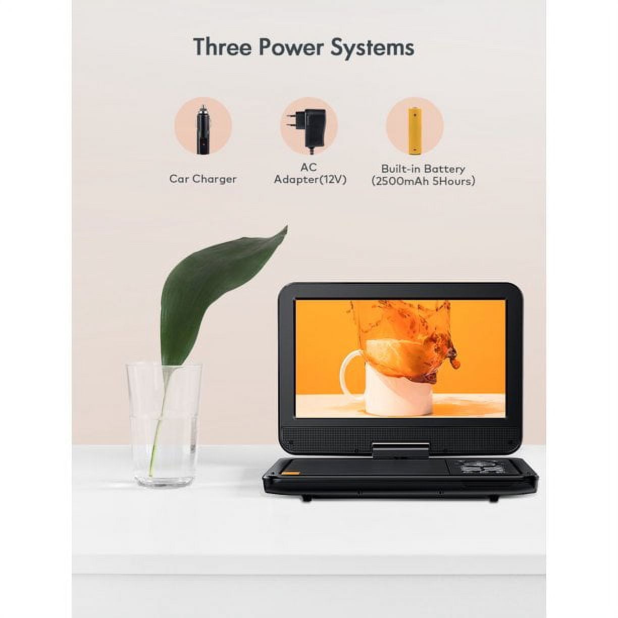 CocoBear Portable DVD Player with 7.5 in Swivel Screen, USB and SD Card Support (Black, 7.5 in) 9swnm