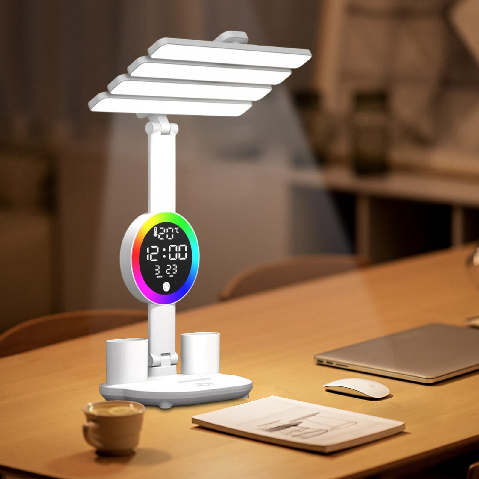 AuroraX Smart LED Desk Lamp with Pen Holder and Digital Display (White, 1 Pack) fpyuf - Image 6
