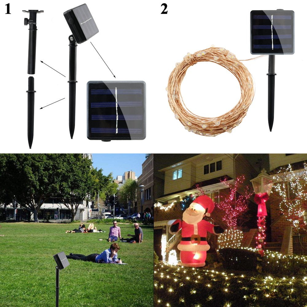QISHI Solar LED String Lights, Waterproof Decorative Fairy Lights for Outdoor Patio Garden (Multicolor, 33 ft) ct5rl