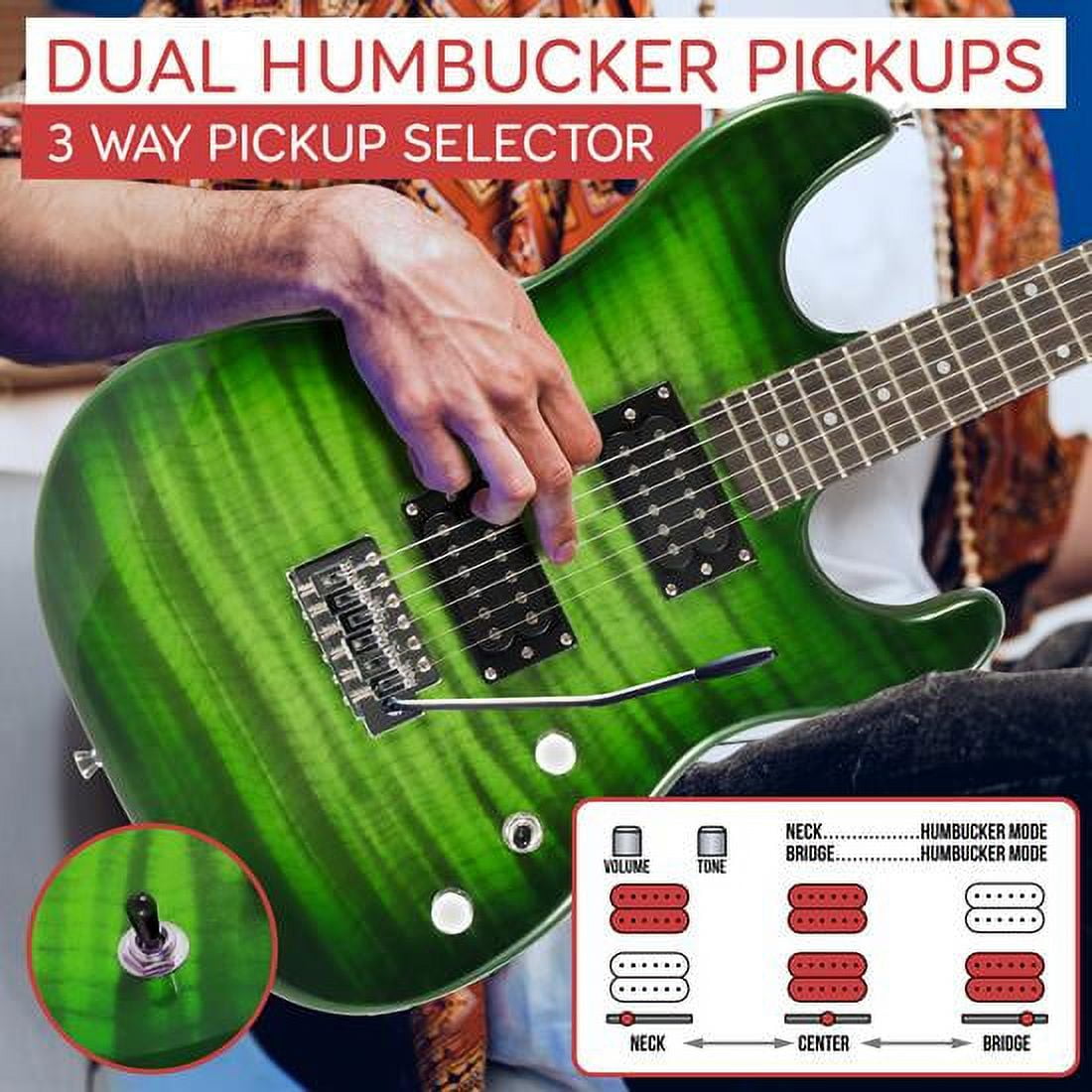 Pyle Electric Guitar Starter Kit with Amplifier and Accessories (Blue, Full Size) hsxid