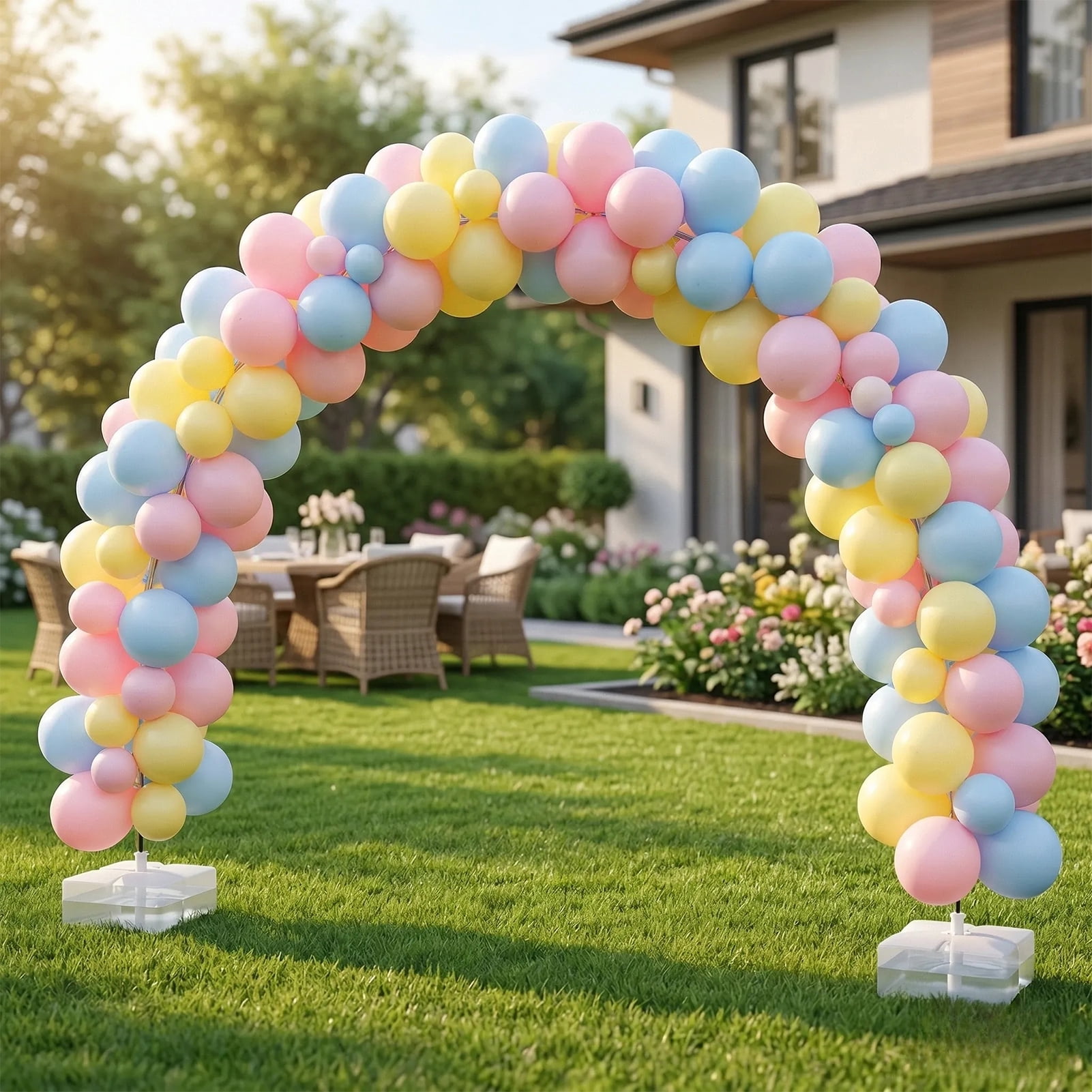 Kicpot Balloon Arch Kit with Stand, Professional Party Garland Set for Weddings and Baby Showers (Yellow, 10ft x 9ft) 5okx7