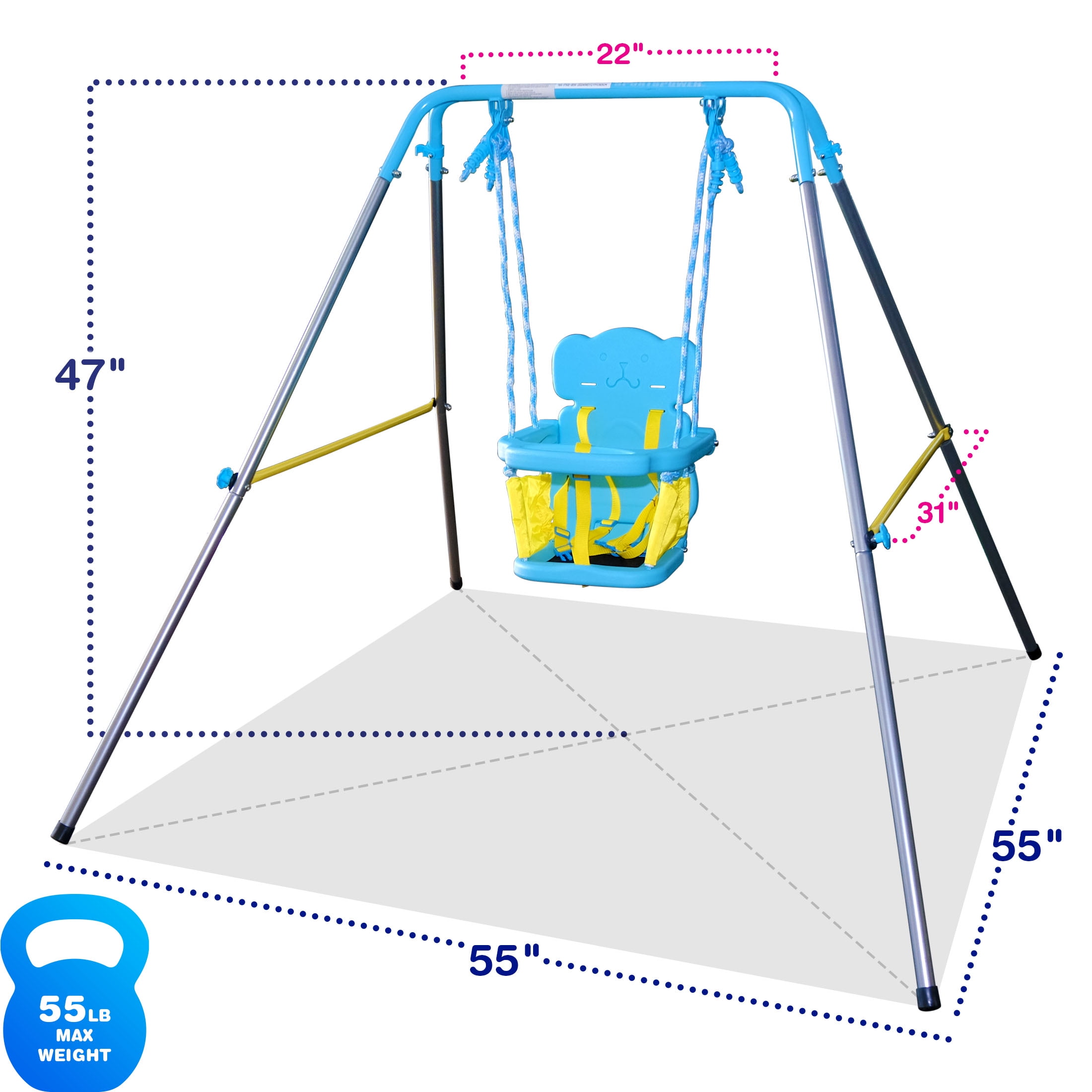 Sportspower My 1st Toddler Swing Set (Blue, 58 in L x 58 in W x 47 in H) qnmdo