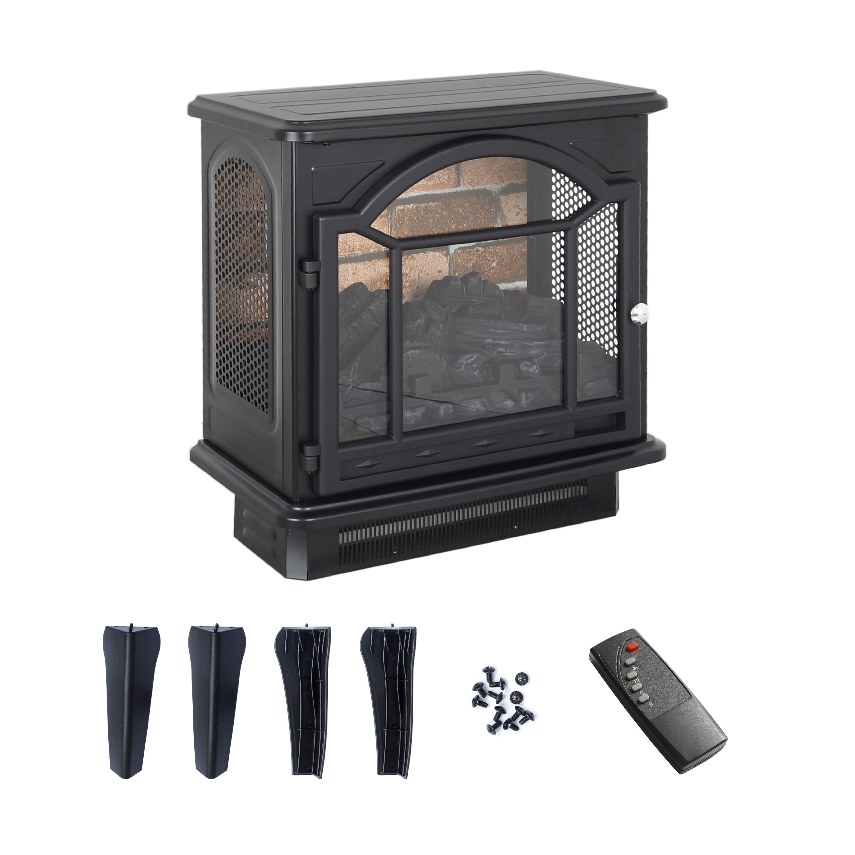 Segmart Infrared Quartz Electric Fireplace Space Heater with 3D Flame Effect (Black, 10 in x 17.5 in x 21.5 in) 6kgb9