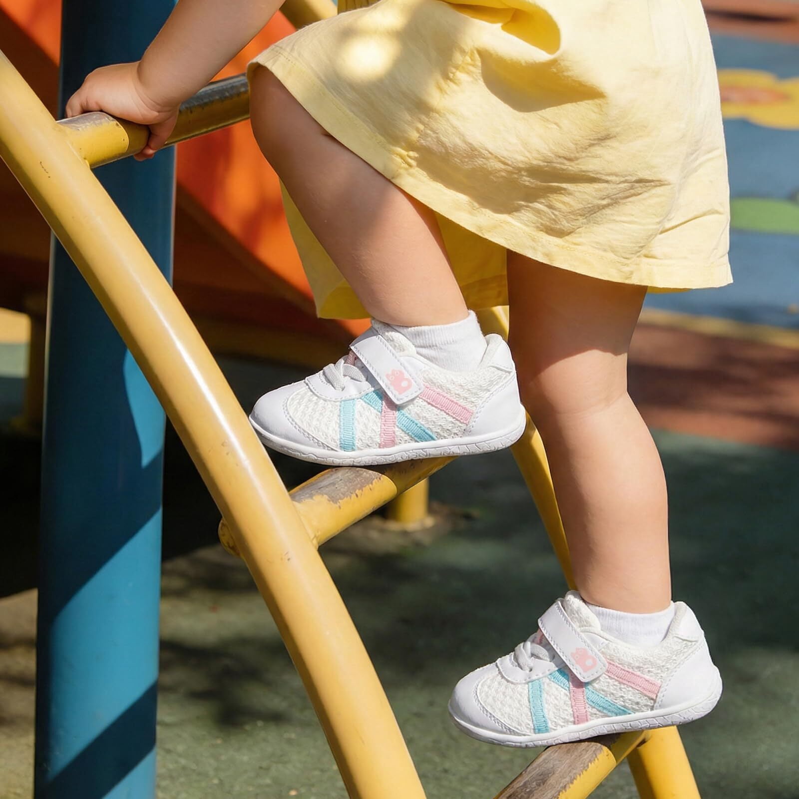 Barerun Toddler First Walking Sneakers Lightweight Breathable Mesh Shoes (White, 5 in) v4ulh