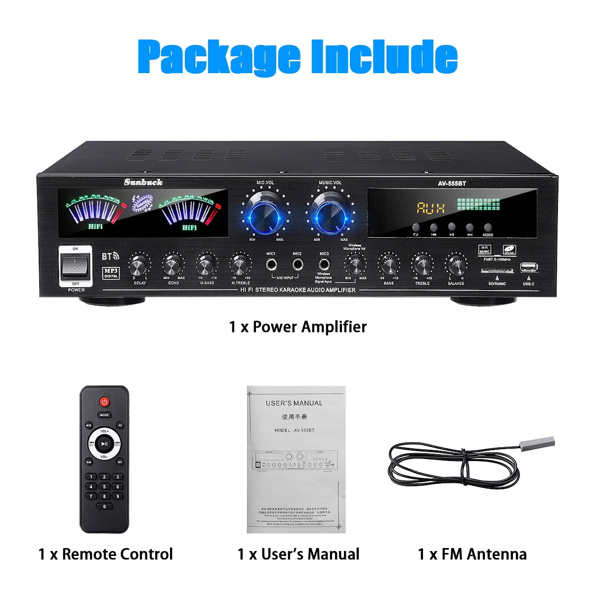 BlitzMax 800W Bluetooth Home Theater Stereo Receiver (Black, 5-Channel) vox5x