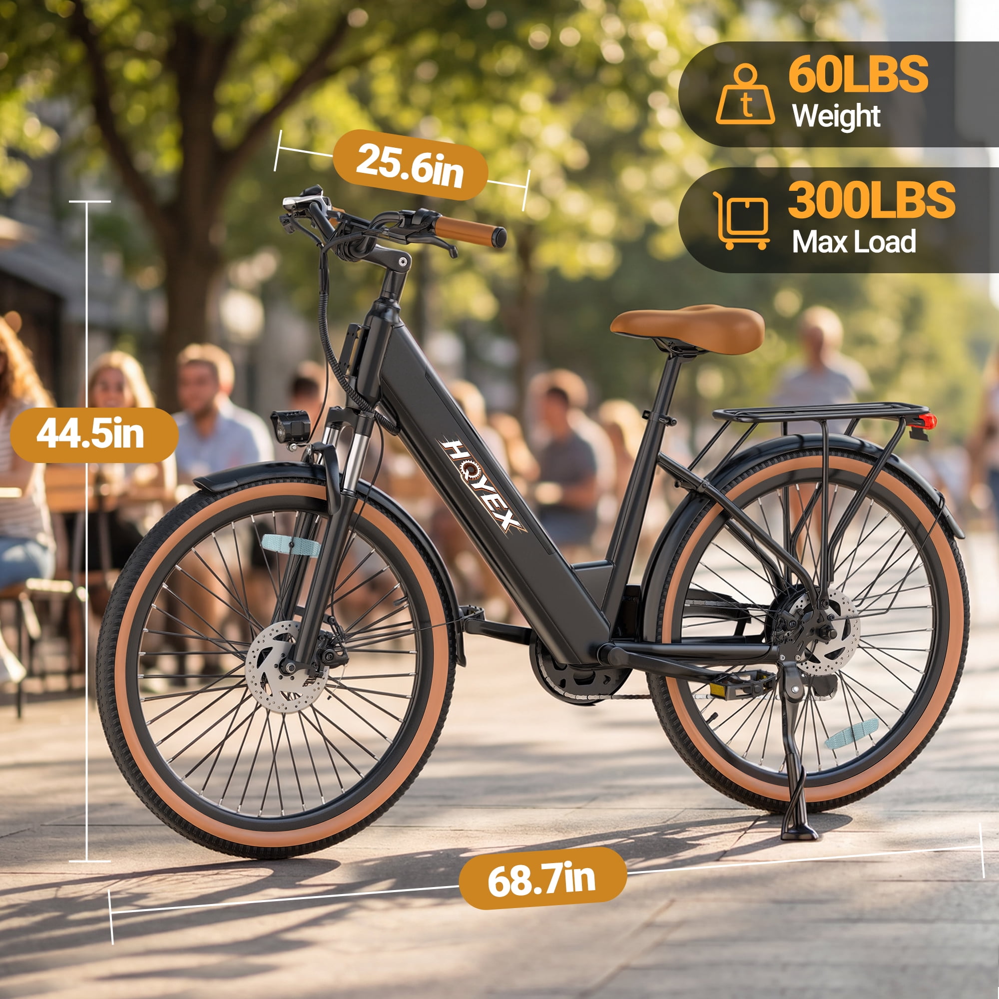 HQYEX HQ26 Electric Bike, 1500W Brushless Motor, 48V 11AH Removable Battery, 7-Speed City Commuter (Black, 26 in) l87uo