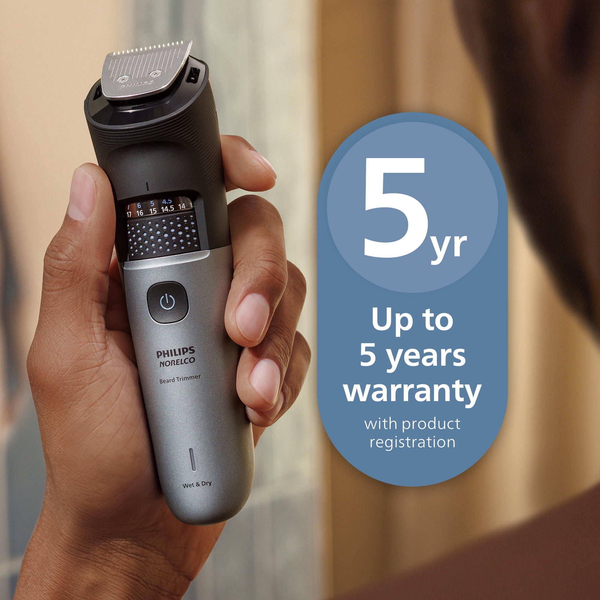 Philips Norelco Beard Trimmer 7000 Series, Waterproof Electric Grooming Kit with 40 Length Settings (Silver) szsn8