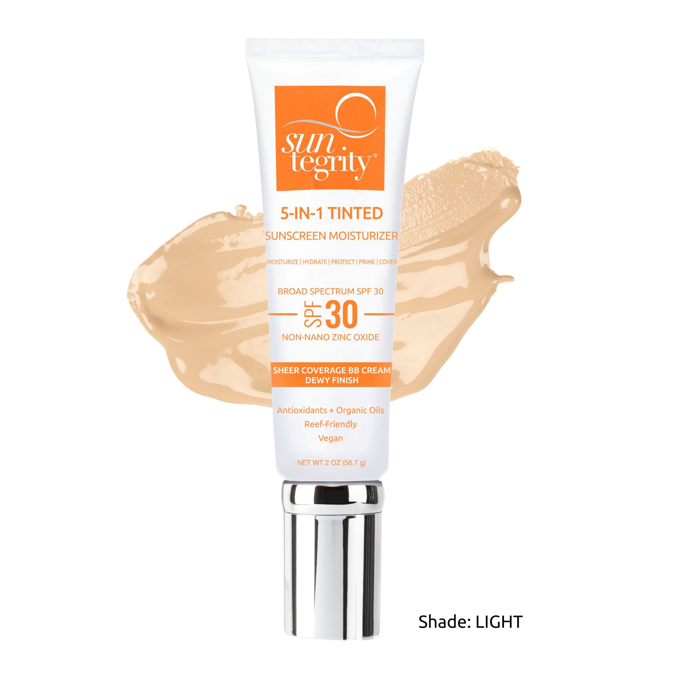 Suntegrity 5-in-1 Tinted Sunscreen Moisturizer Broad Spectrum SPF 30 (Light, 1.95 fl oz) b23s8