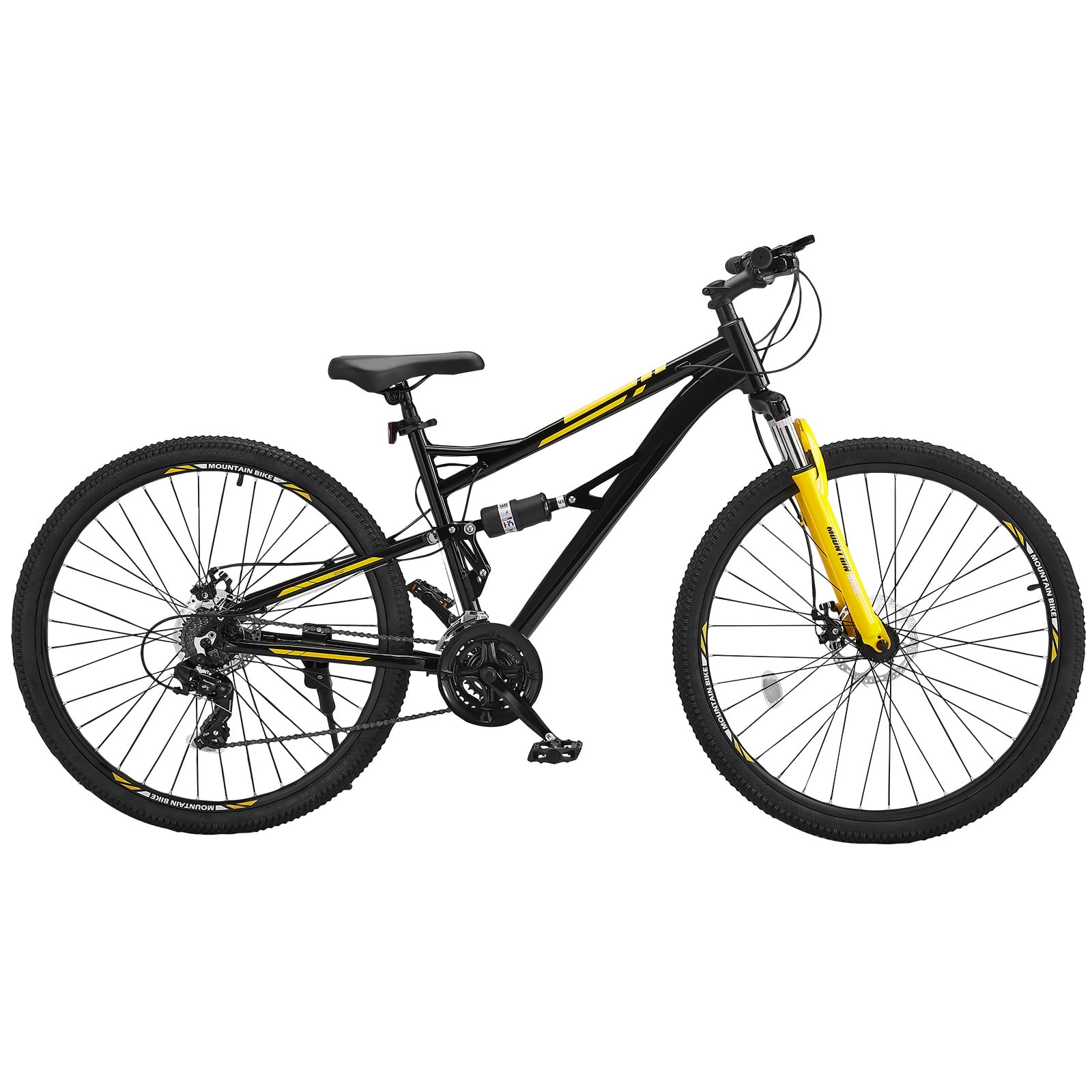 KFFKFF Mountain Bike, 29-in All-Terrain Bicycle with Dual Suspension and 24-Speed Gear System (Black, 29-in) fmnak