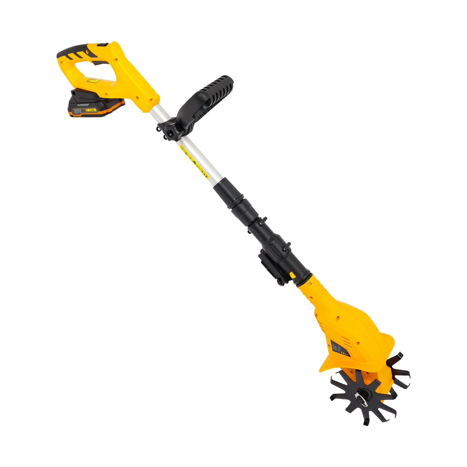 Generic Cordless Electric Tiller Cultivator, 20V Battery Powered Garden Rototiller with Adjustable Handle (Yellow, 8.38 lb) uhp6r