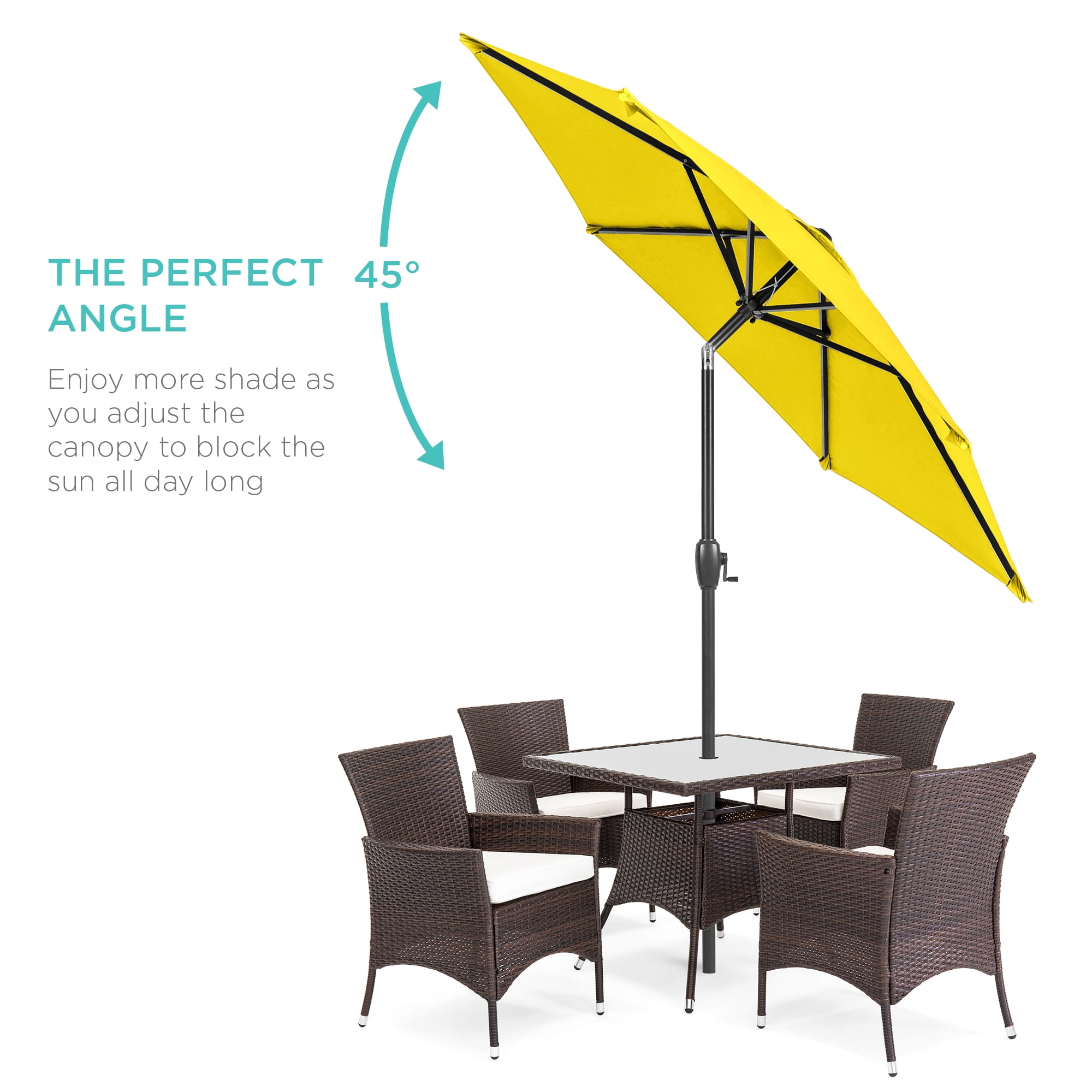 Best Choice Products 7.5ft Heavy-Duty Outdoor Market Patio Umbrella with Push Button Tilt and Crank (Yellow, 7.5 ft) kms0g