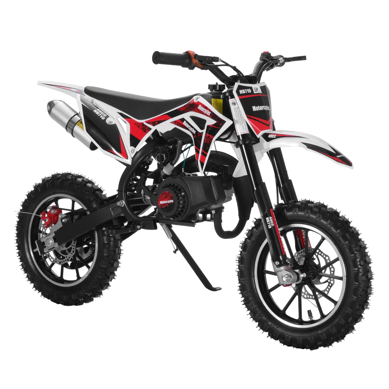 Meileang 49cc Kids Dirt Bike Off-Road Motorcycle with Dual Disc Brakes and Shock Absorbers (Black, 330 lb Capacity) 0cagn