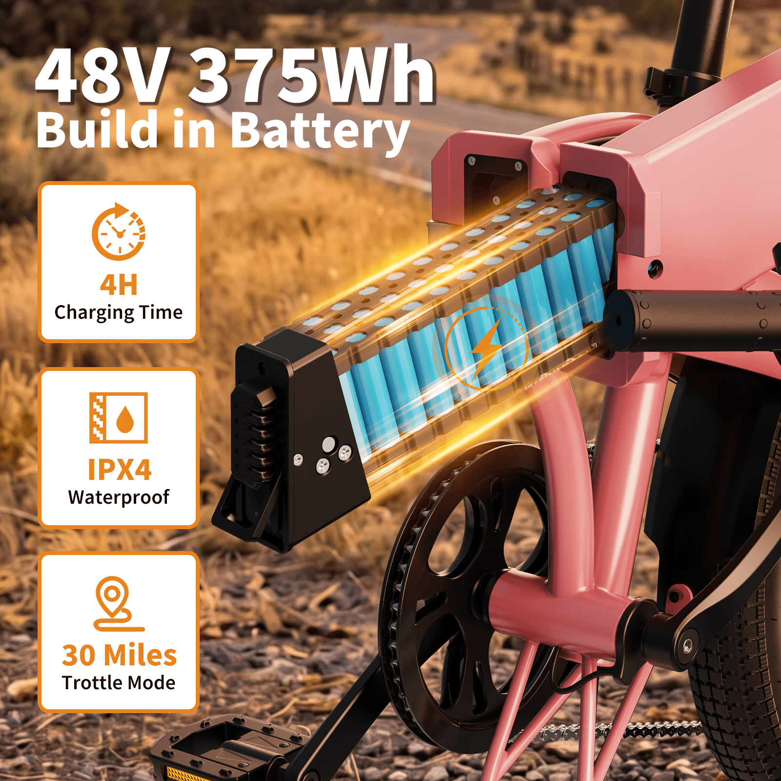 YareYi Electric Bicycle for Adults, Folding E-Bike with 750W Motor, 48V Battery, 25 MPH Speed (Pink, 20 in) ufsul