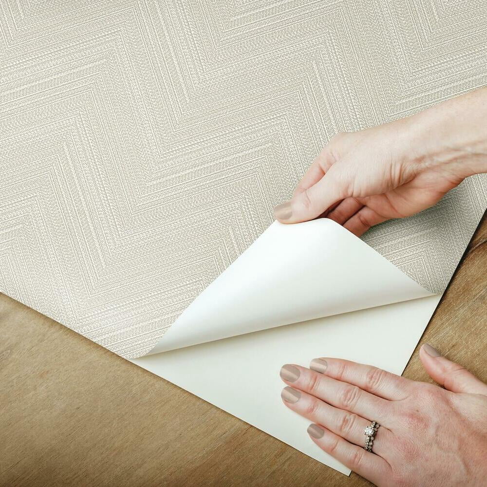 RoomMates Herringbone Weave Peel and Stick Wallpaper (Beige, 28.29 sq ft) 0rw7g
