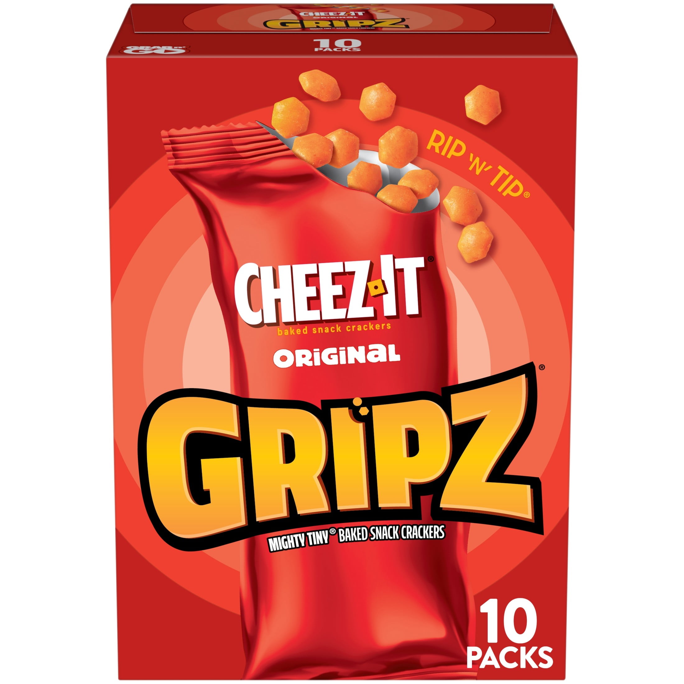 Cheez-It Gripz Original Baked Snack Crackers, Mini Crackers (10 Count, 9 oz) oknv1
