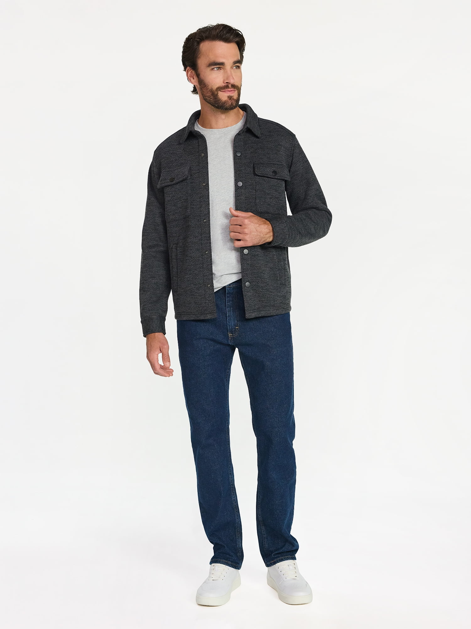 George Men's Relaxed Fit Long Sleeve Crewneck T-Shirt (Grey, 3 Pack, XS) 5wstr